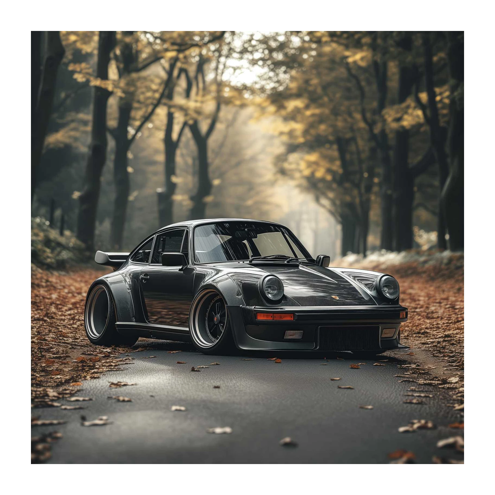 Vintage Porsche Turbo Forest Drive Wall Art