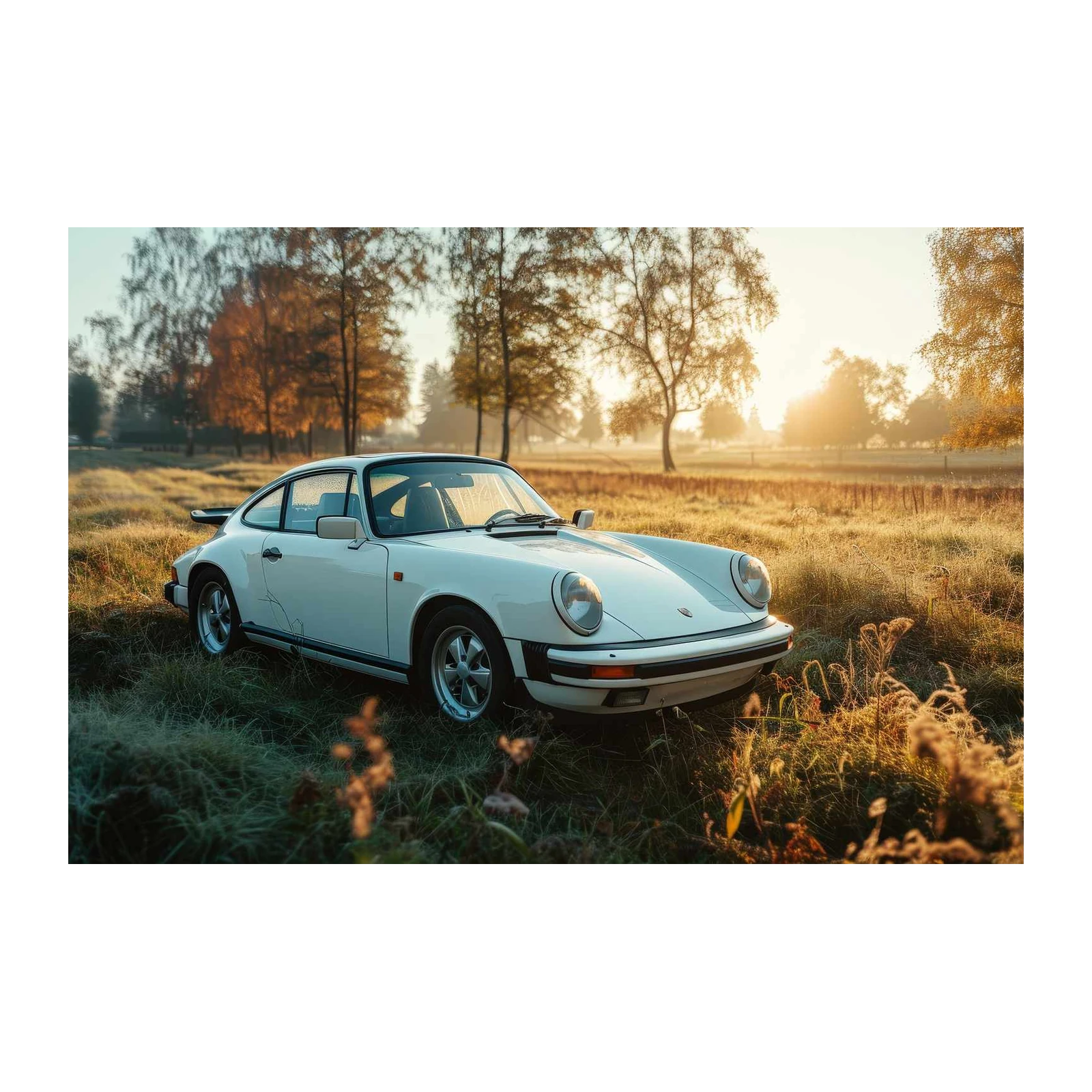 Vintage Porsche 911 Autumn Field Wall Art