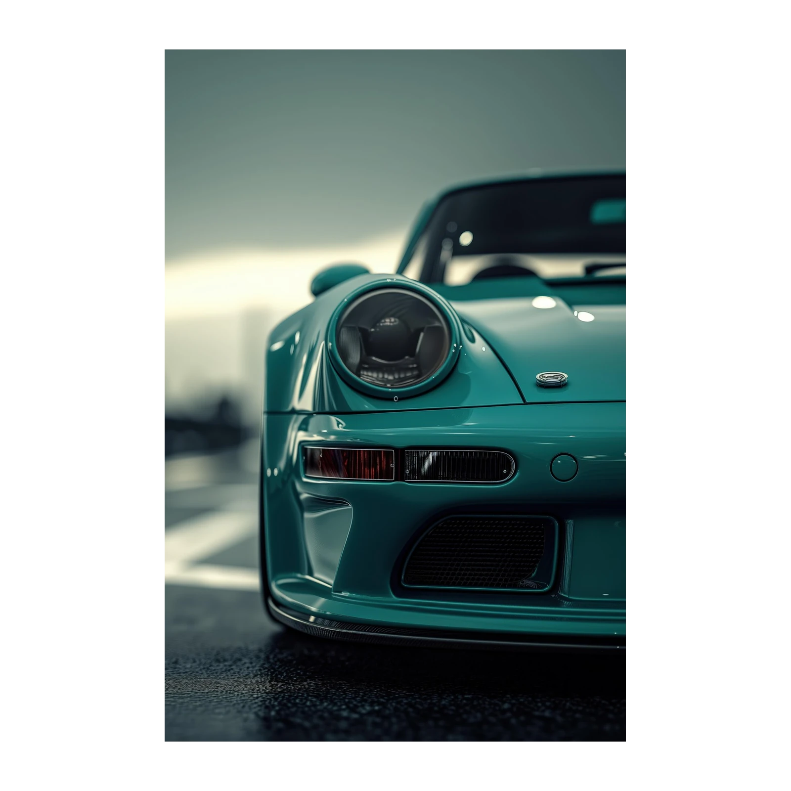 Teal Classic Car Front Wall Art