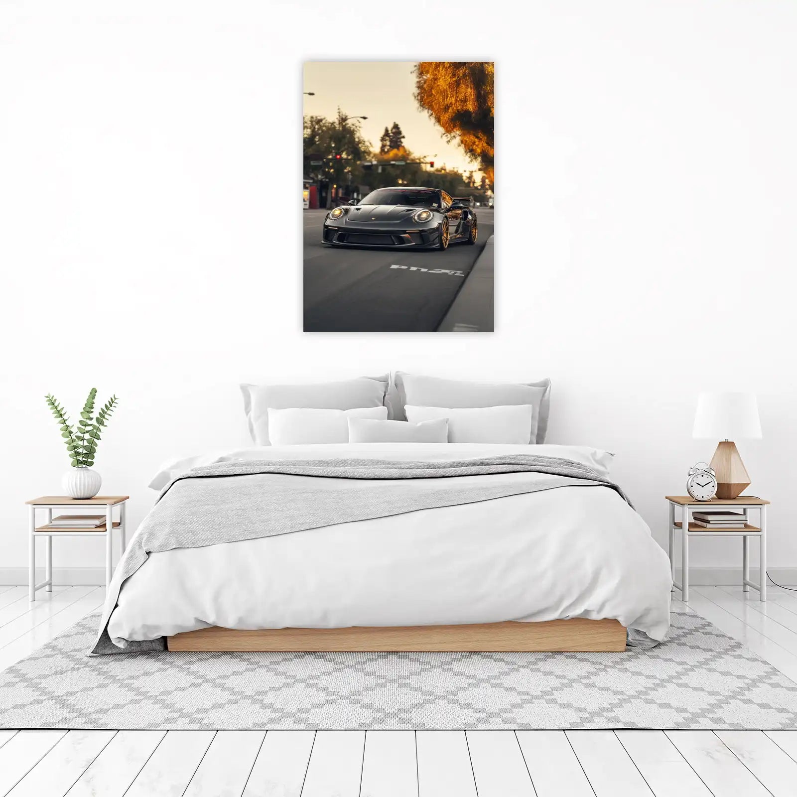 Sleek Porsche GT3 Golden Wheels Wall Art