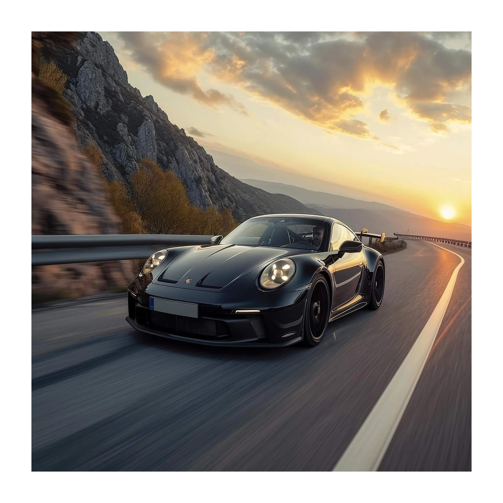 Black Porsche GT3 Scenic Drive Wall Art