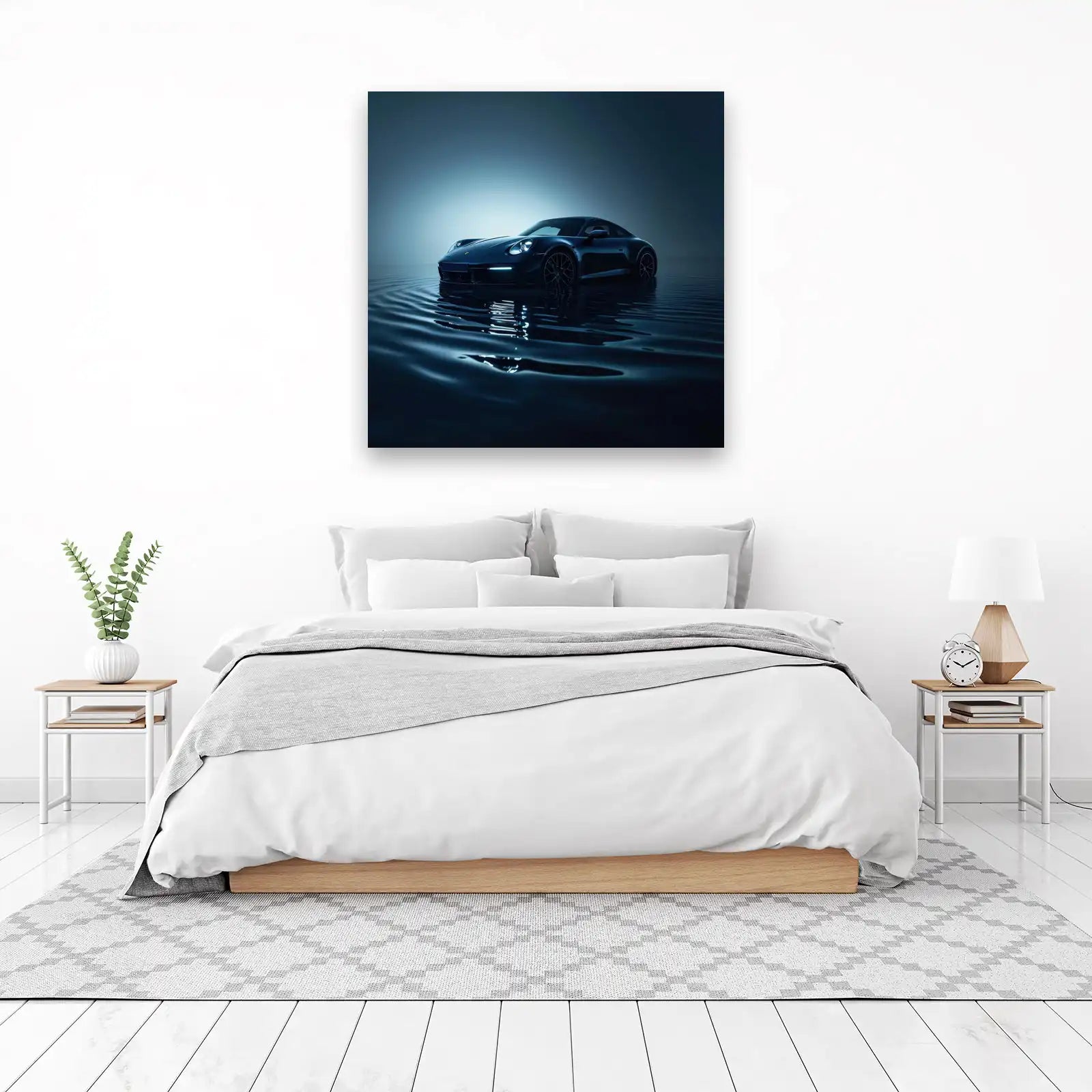 Dark Porsche 911 Water Reflection Wall Art