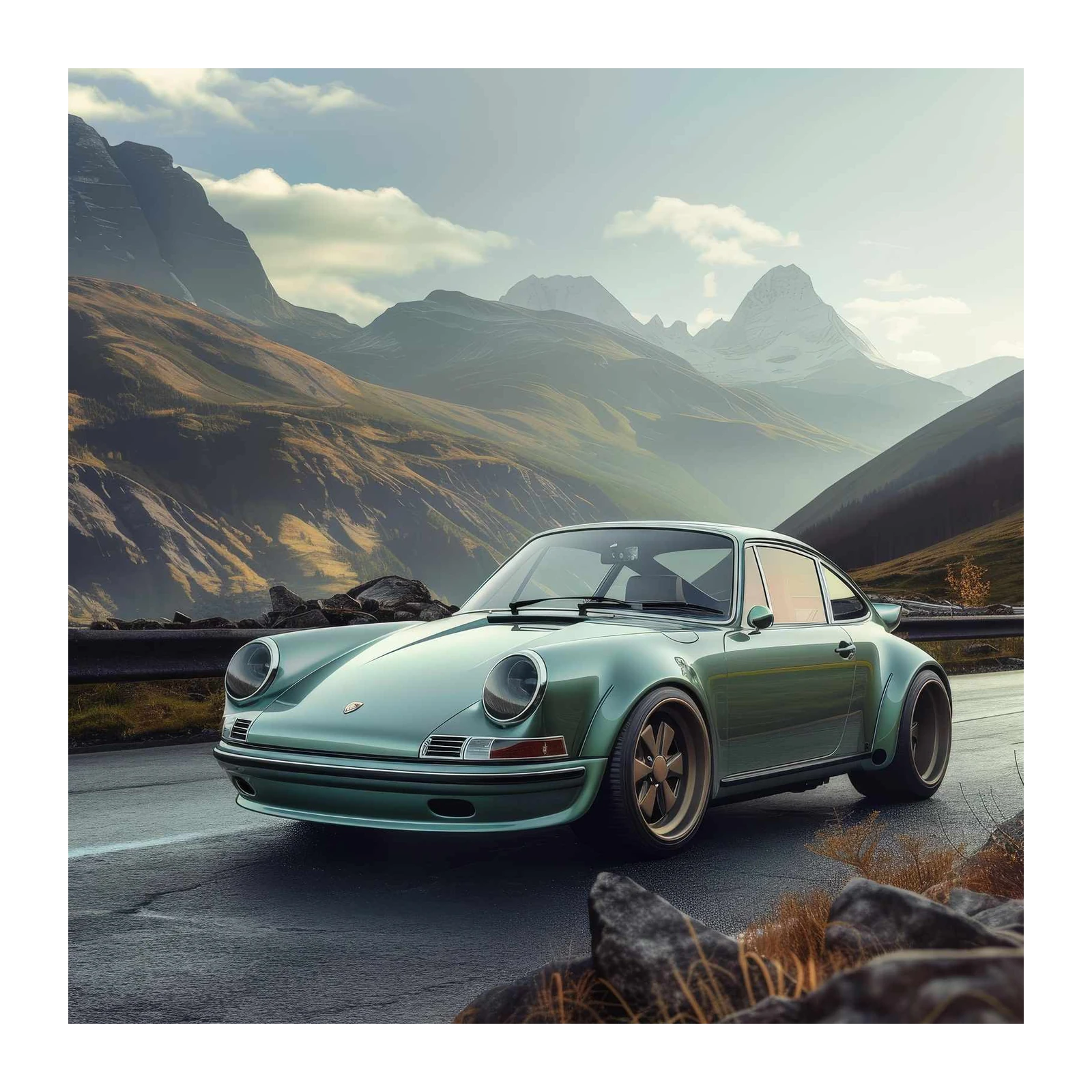 Classic Green Porsche Mountain Drive Wall Art