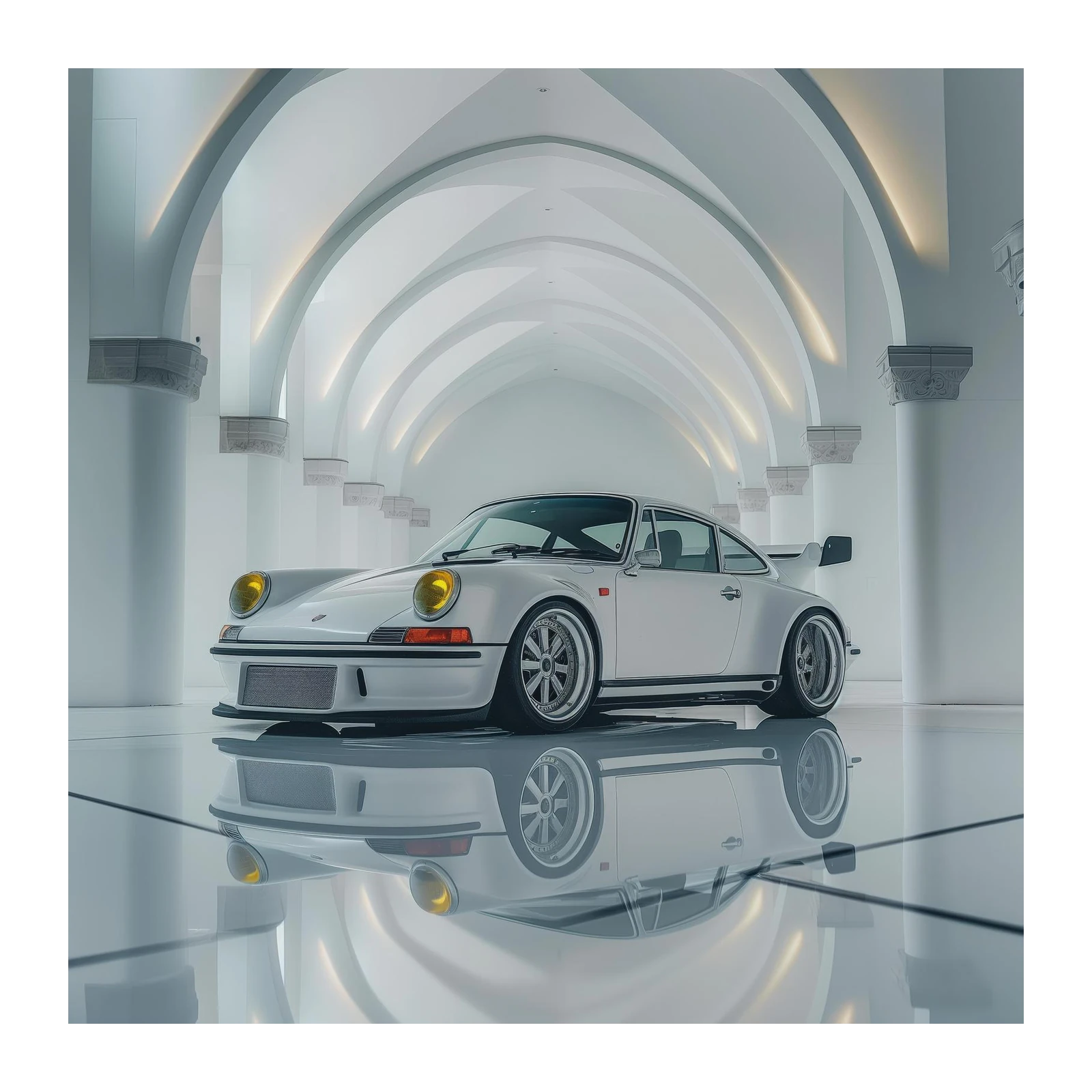 Classic White Porsche 911 Wall Art Wall Art