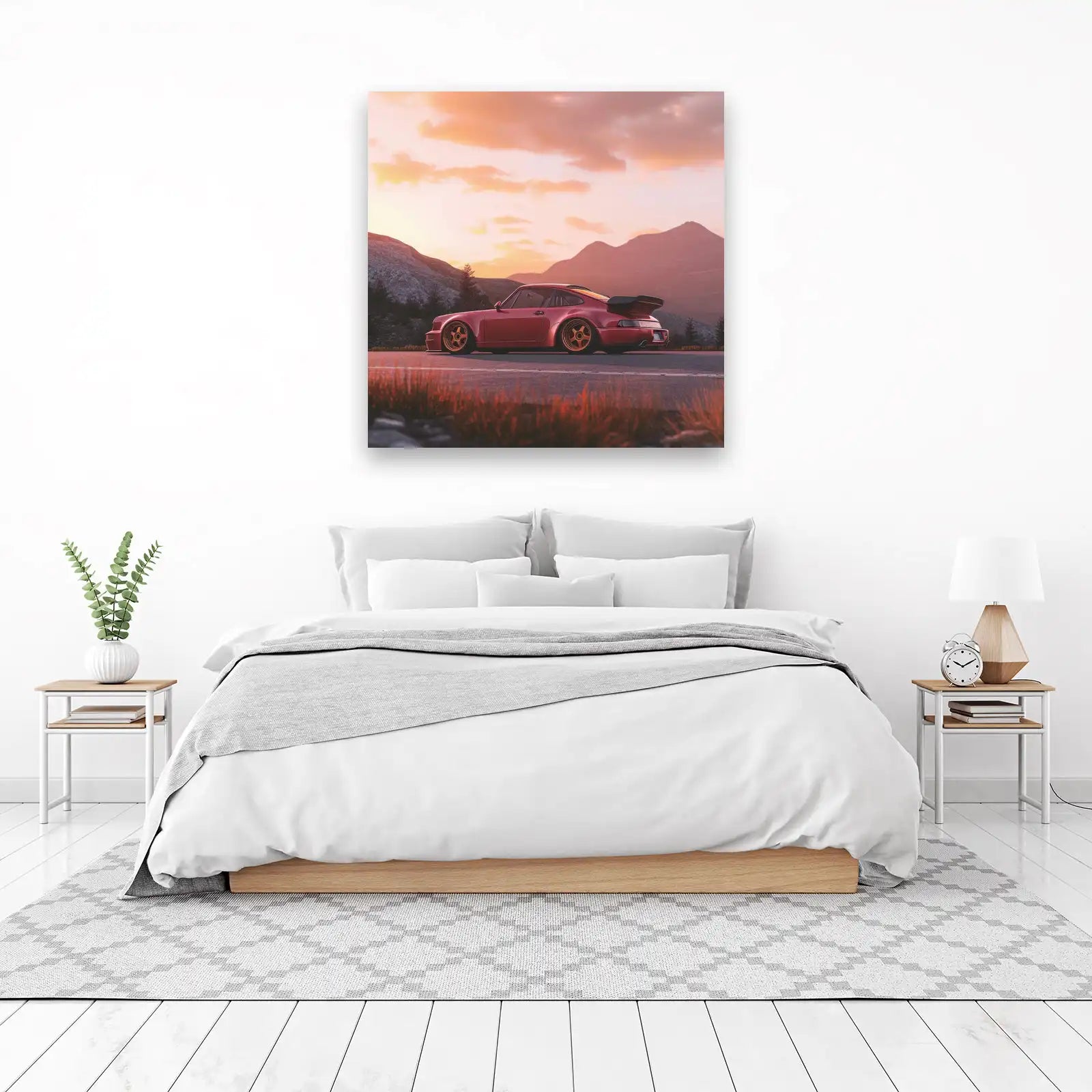 Classic Red Porsche Sunset Drive Wall Art
