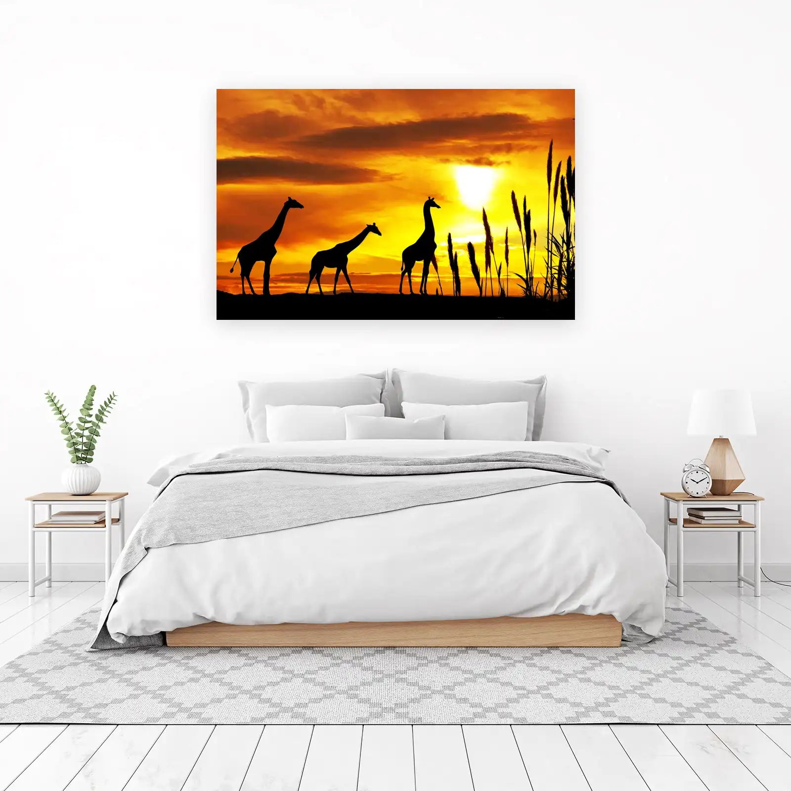 African Sunset Giraffe Silhouette Wall Art