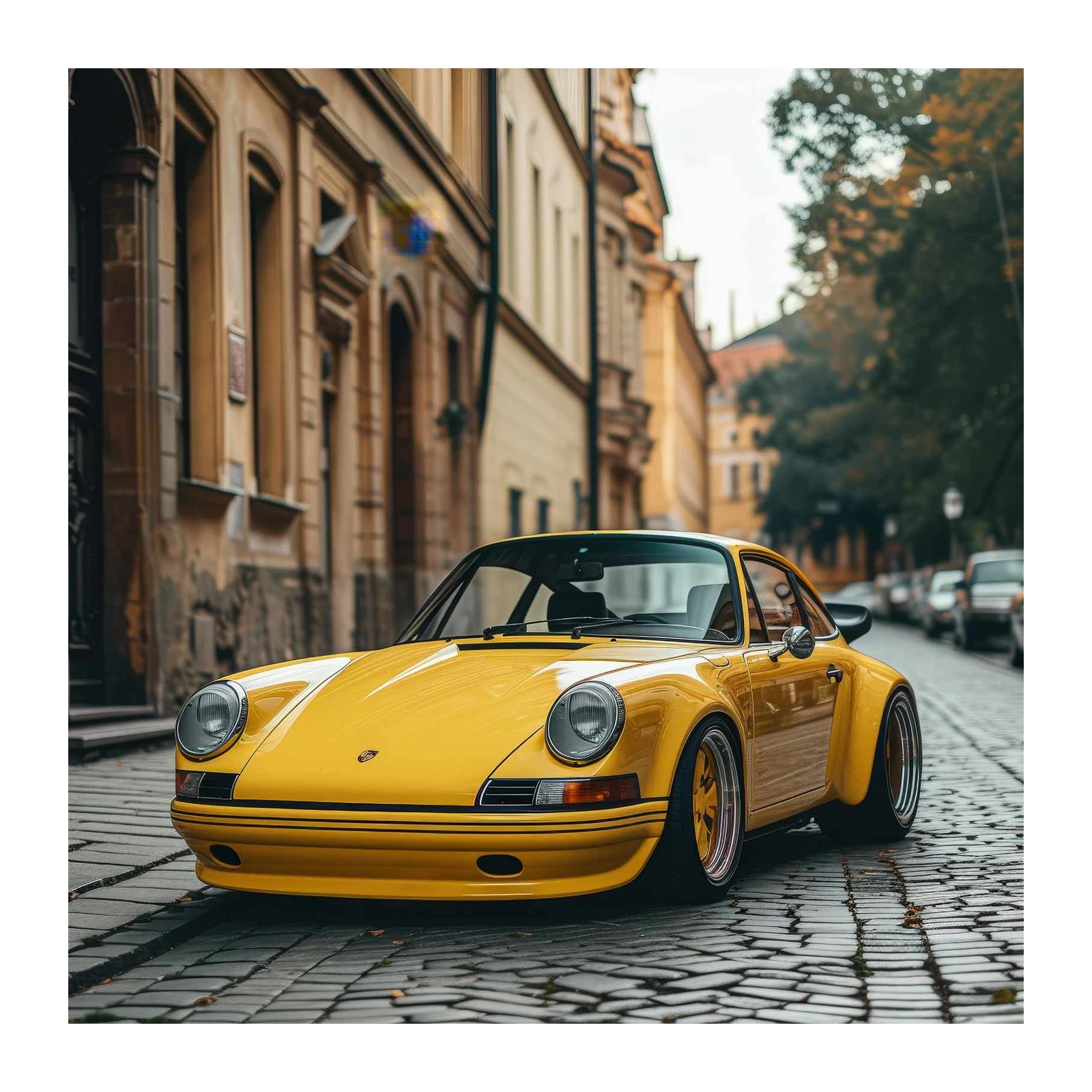 Retro Yellow Porsche Wall Art