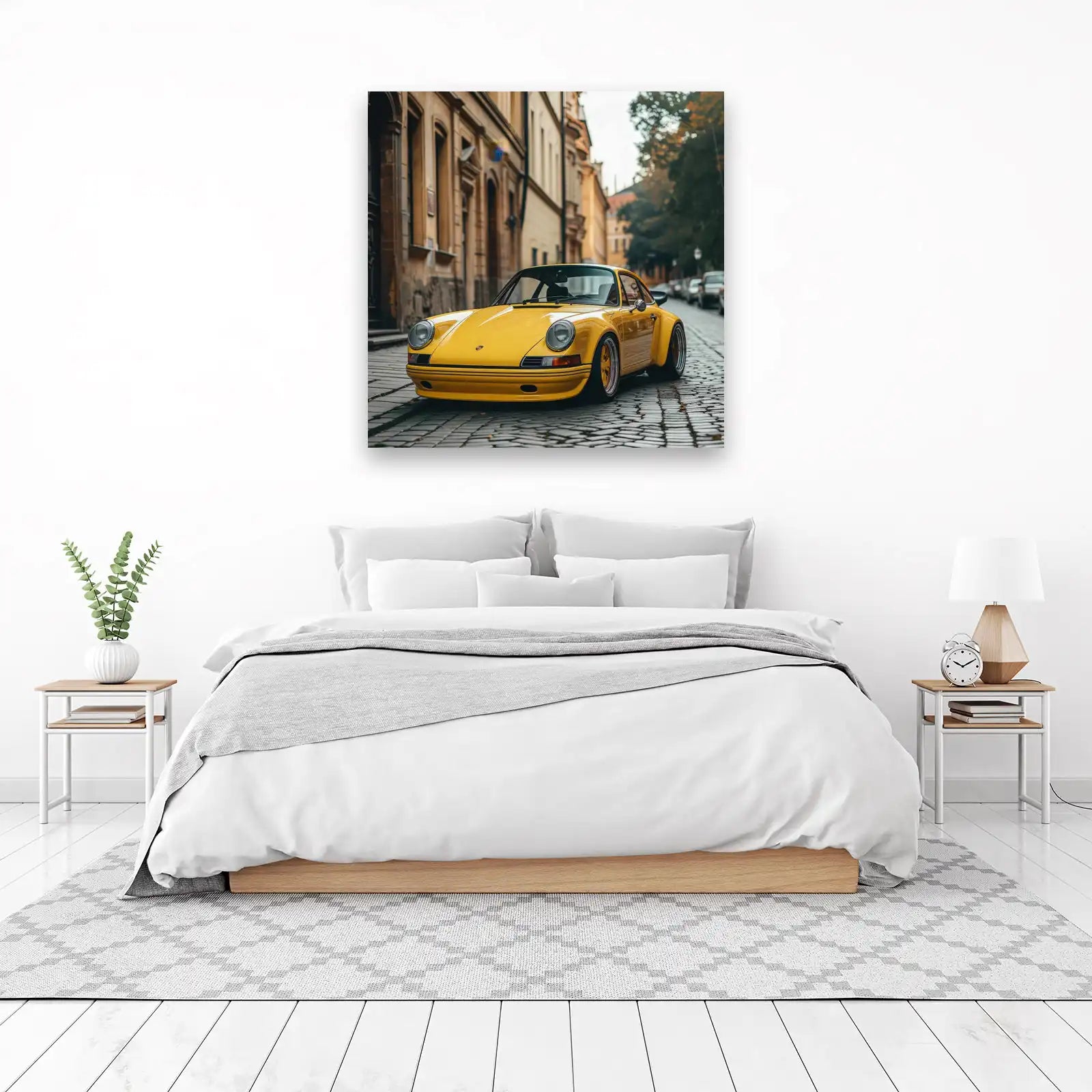 Retro Yellow Porsche Wall Art