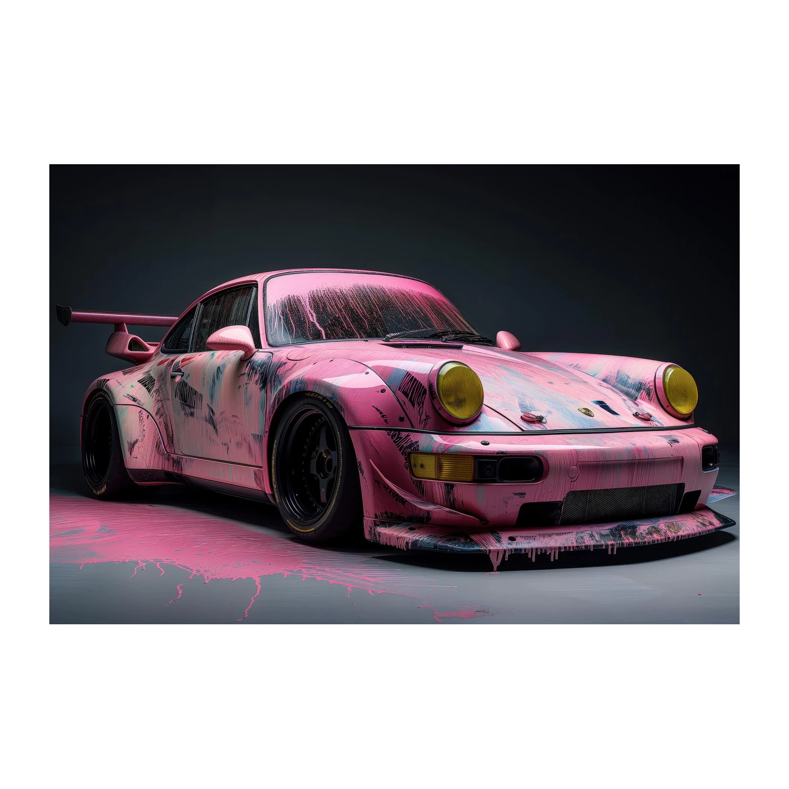 Pink Drip Porsche Art Wall Art