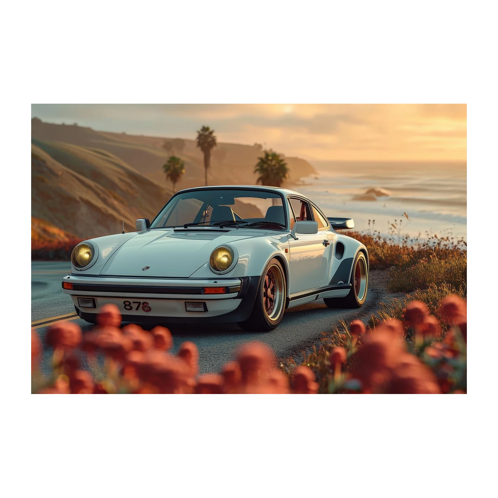 Retro Porsche 911 Coastal Drive Wall Art