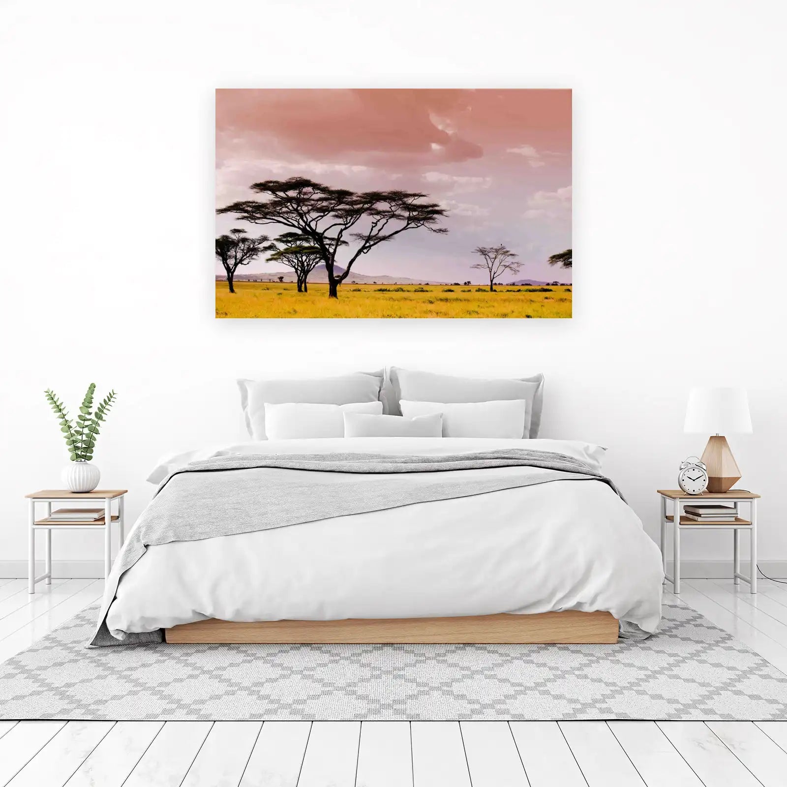 Serene Savannah Landscape African Acacia Trees Wall Art