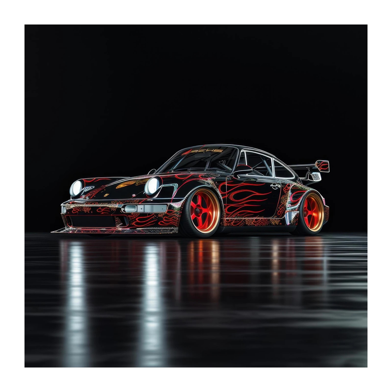 Flame Porsche 911 Custom Car Wall Art