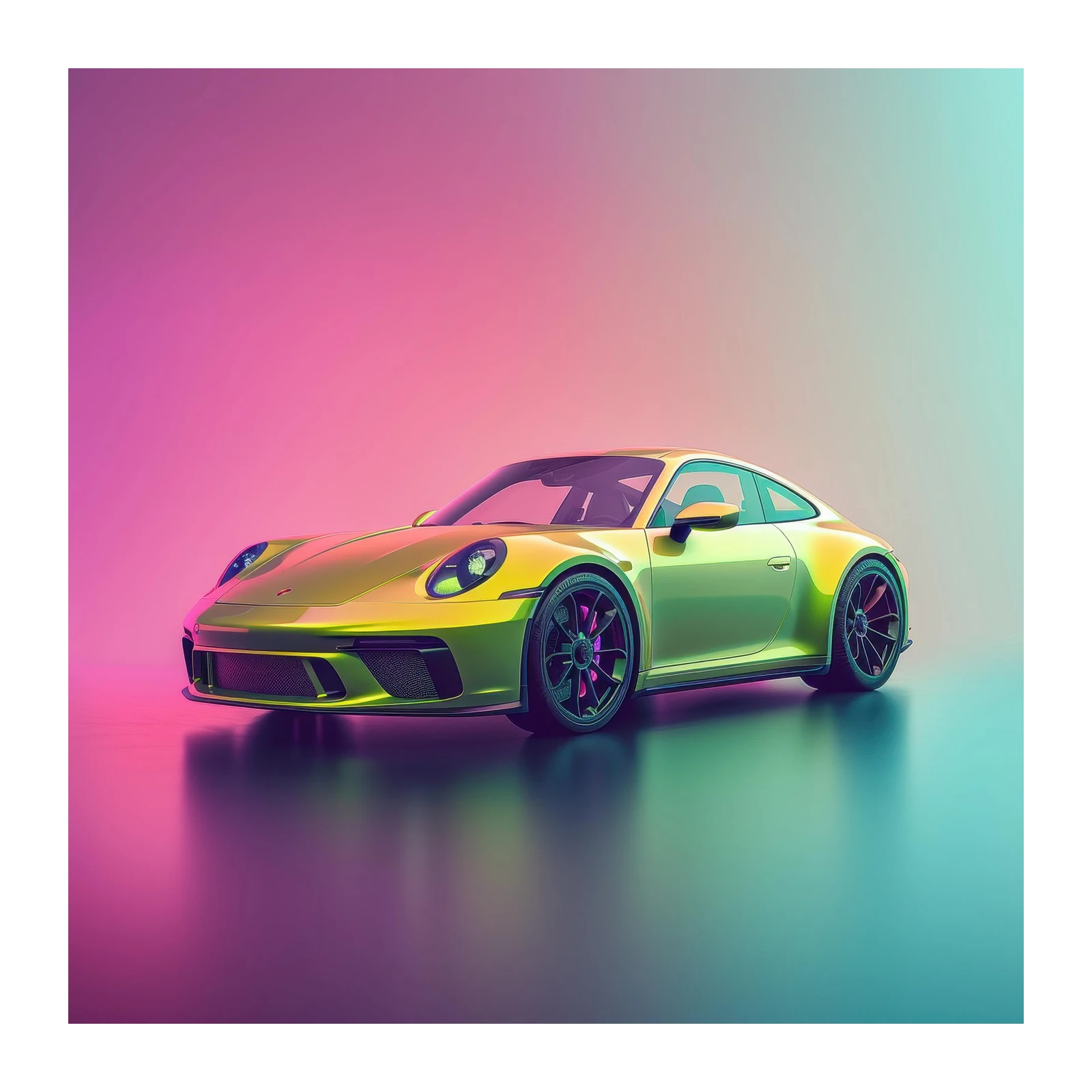 Lime Green Porsche Speed Wall Art
