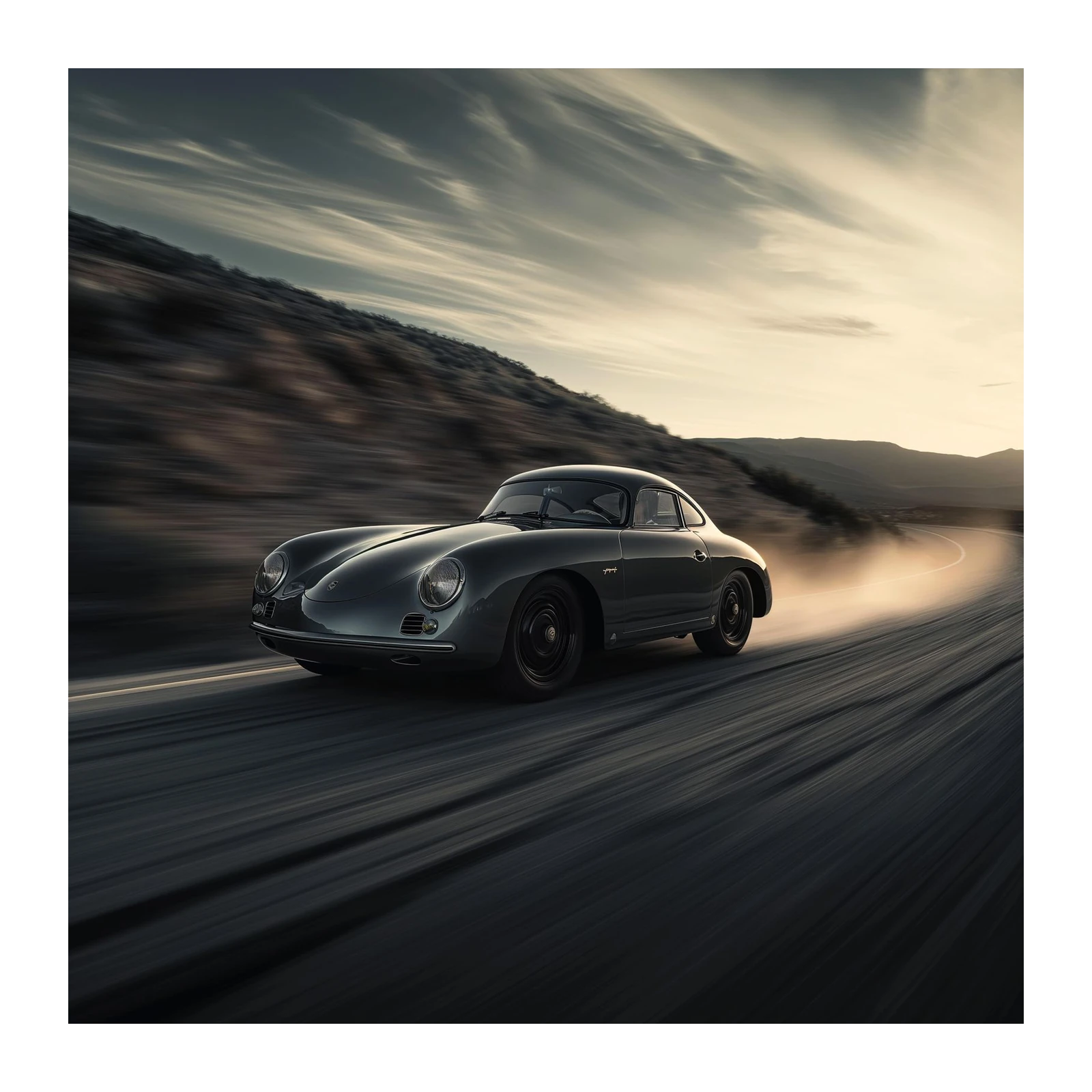 Classic Porsche Speed Desert Road Wall Art