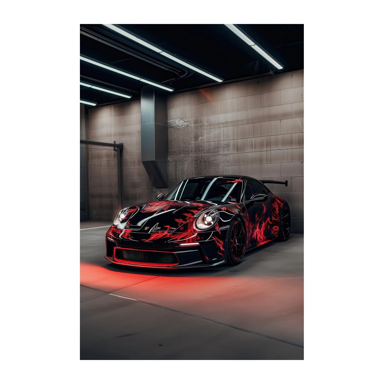 Dynamic Red Flame Porsche Wall Art Wall Art