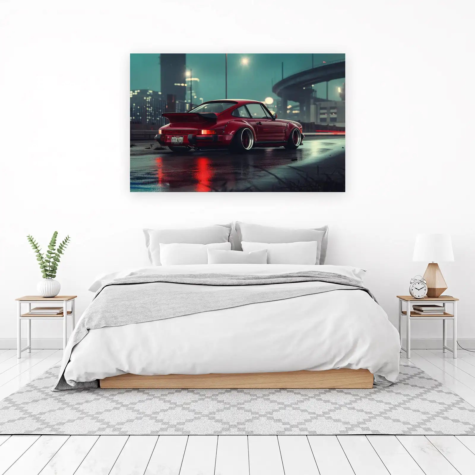 Vintage Red Porsche Street Style Wall Art