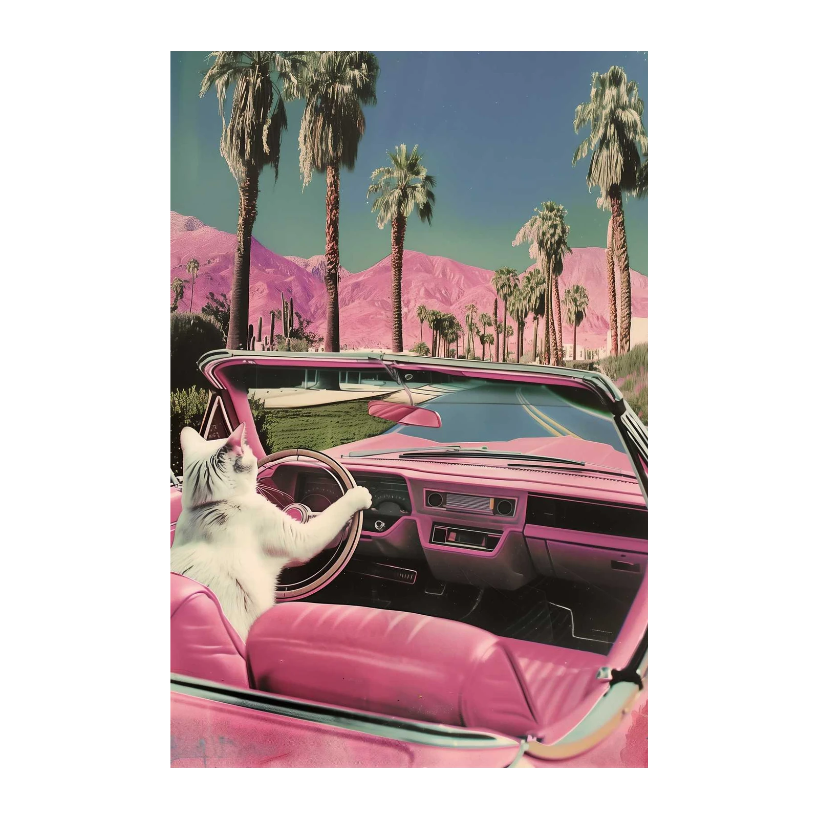 Retro Cat Convertible Dream Wall Art