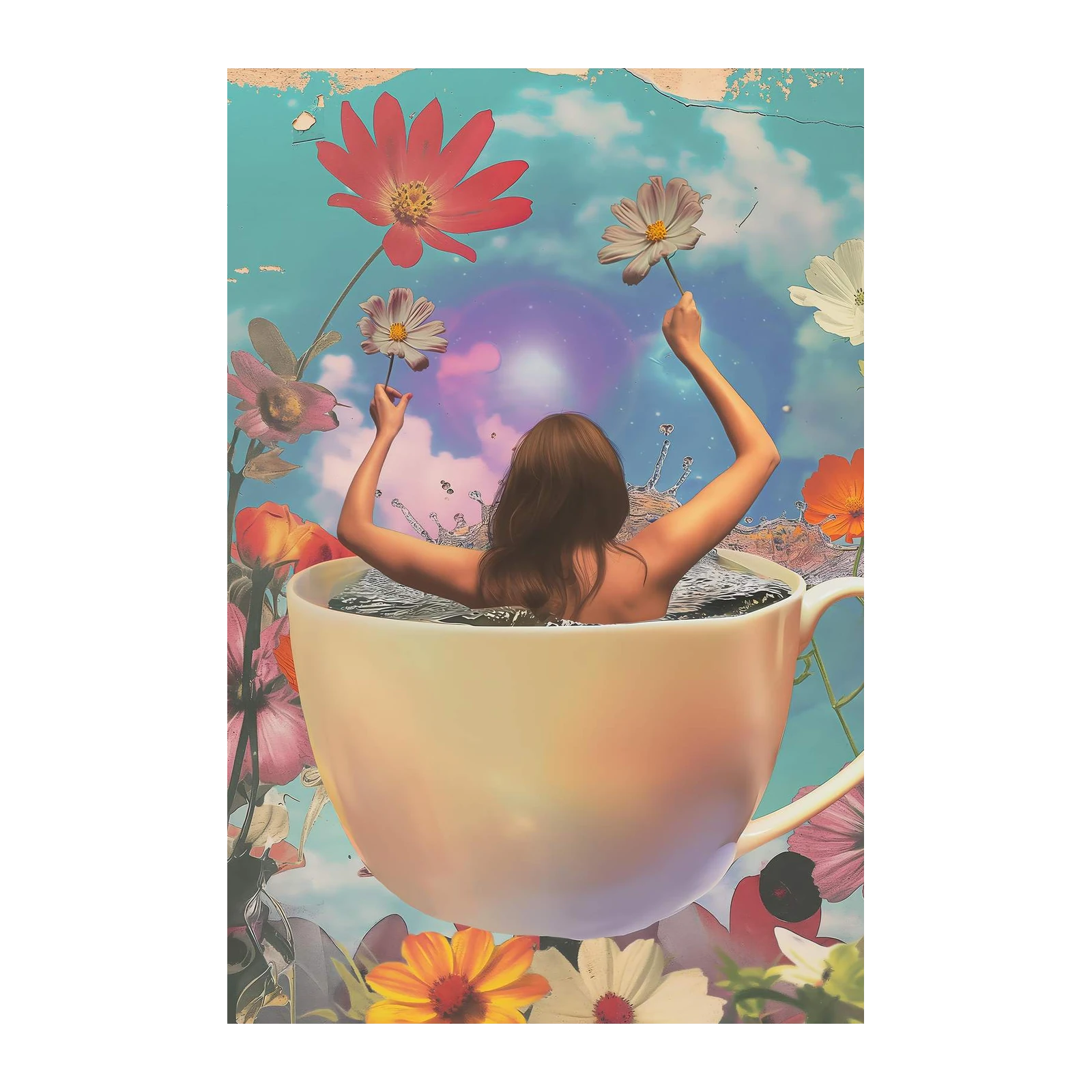 Surreal Coffee Bath Flower Dreams Wall Art