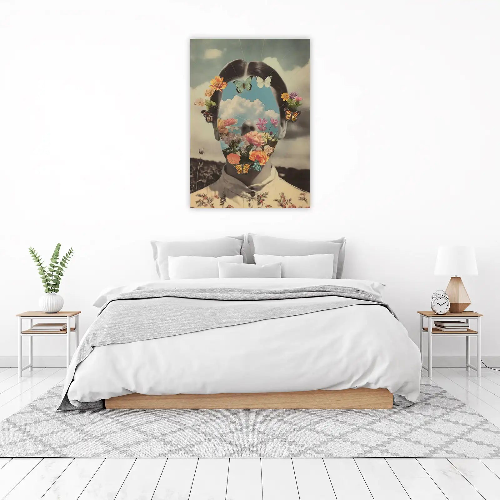 Surreal Floral Butterfly Portrait Wall Art