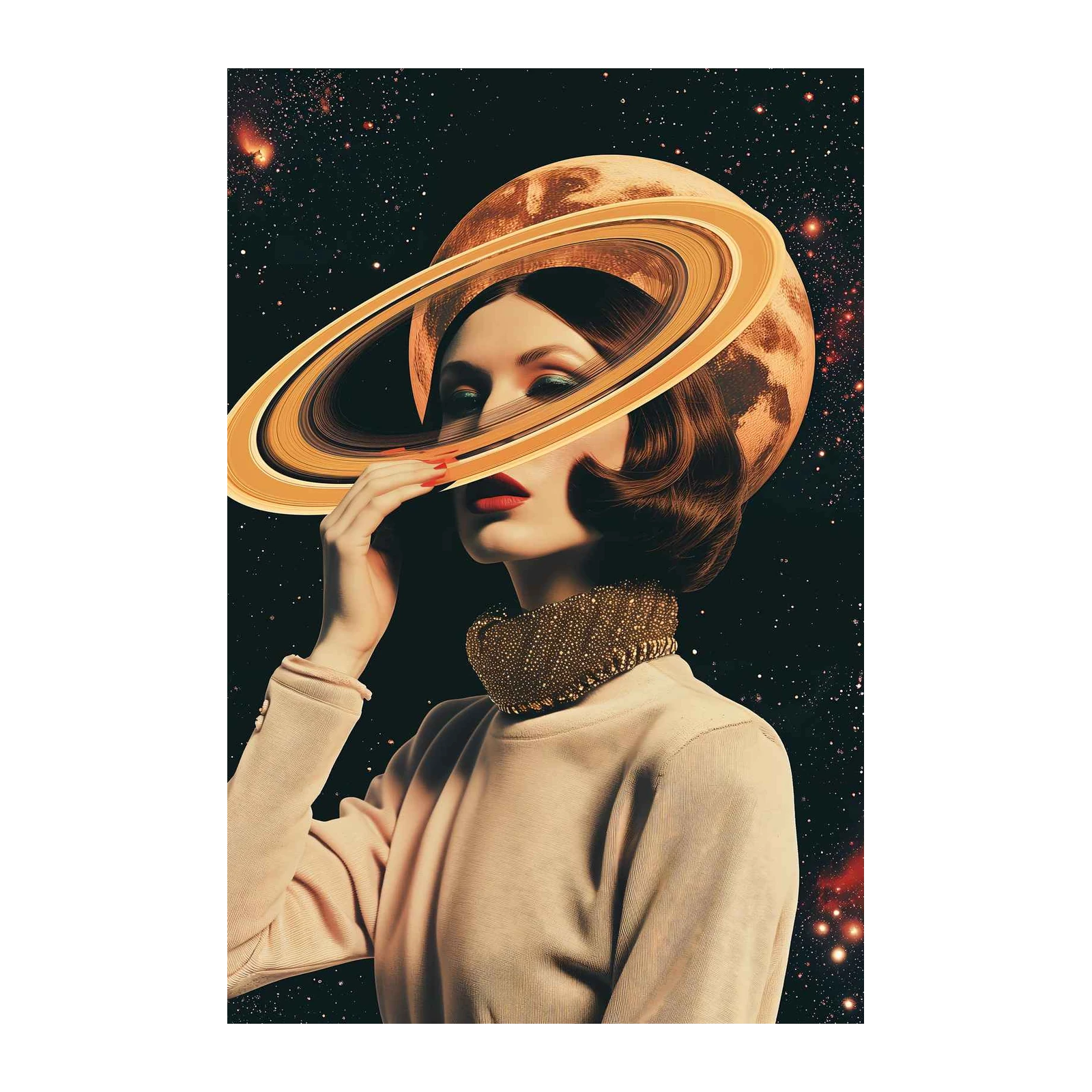 Cosmic Goddess Saturn Hat Wall Art