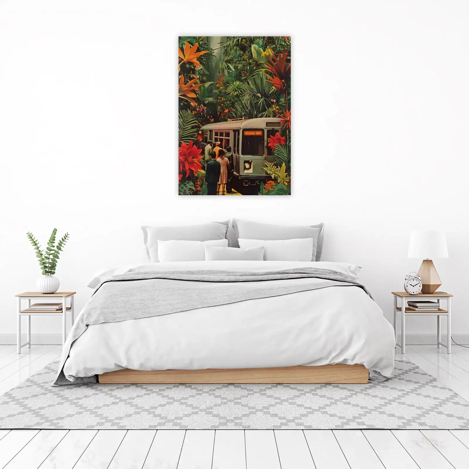 Jungle Train Vibrant Tropical Flora Wall Art