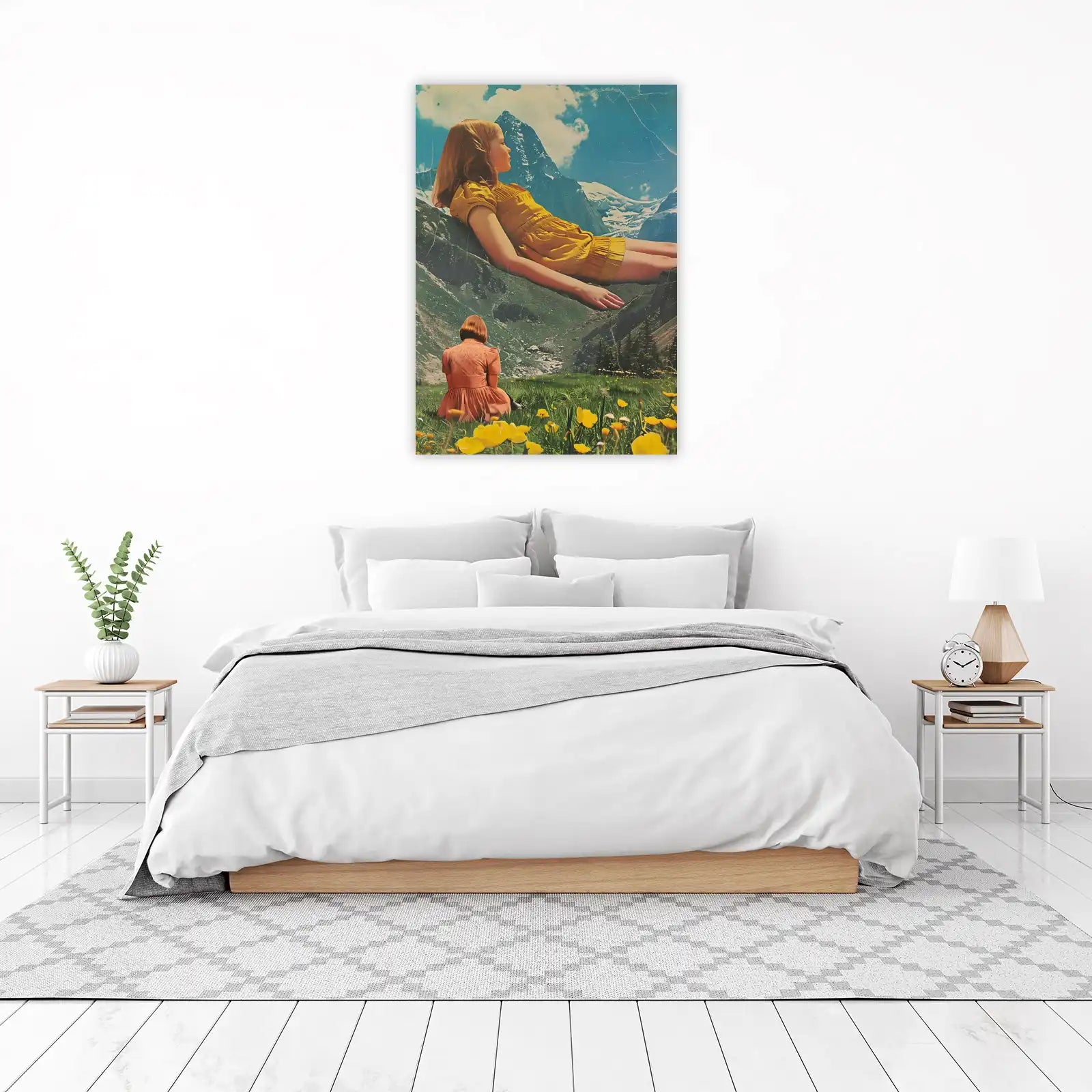 Dreamlike Mountain Escape Yellow Dress Wall Art