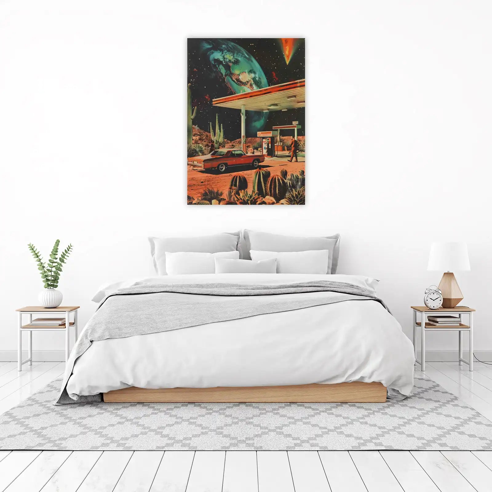 Retro Sci-Fi Desert Gas Station Wall Art