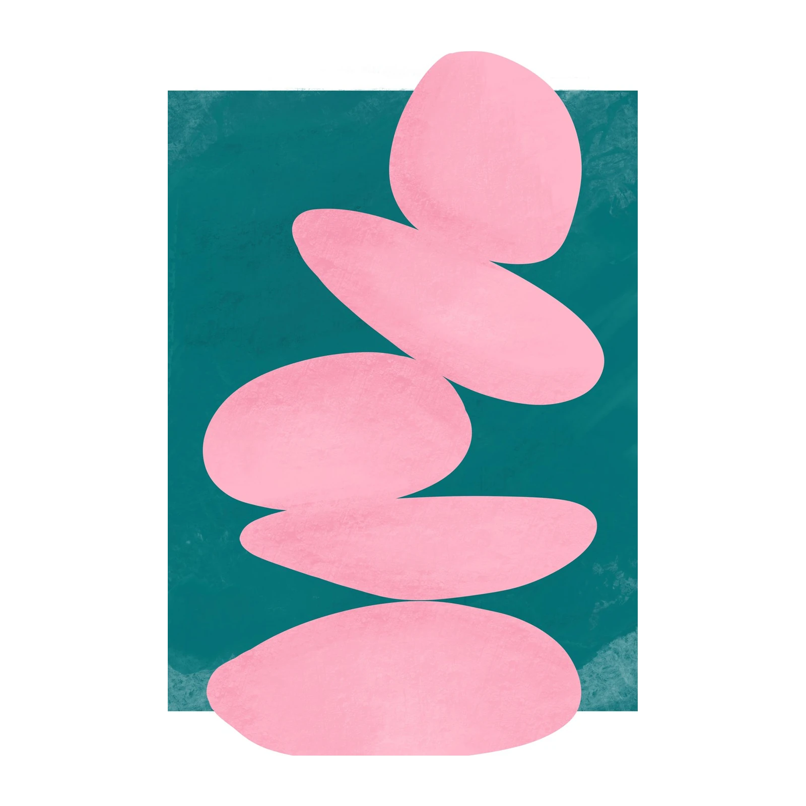 Zen Pebble Balance Pink & Teal Wall Art