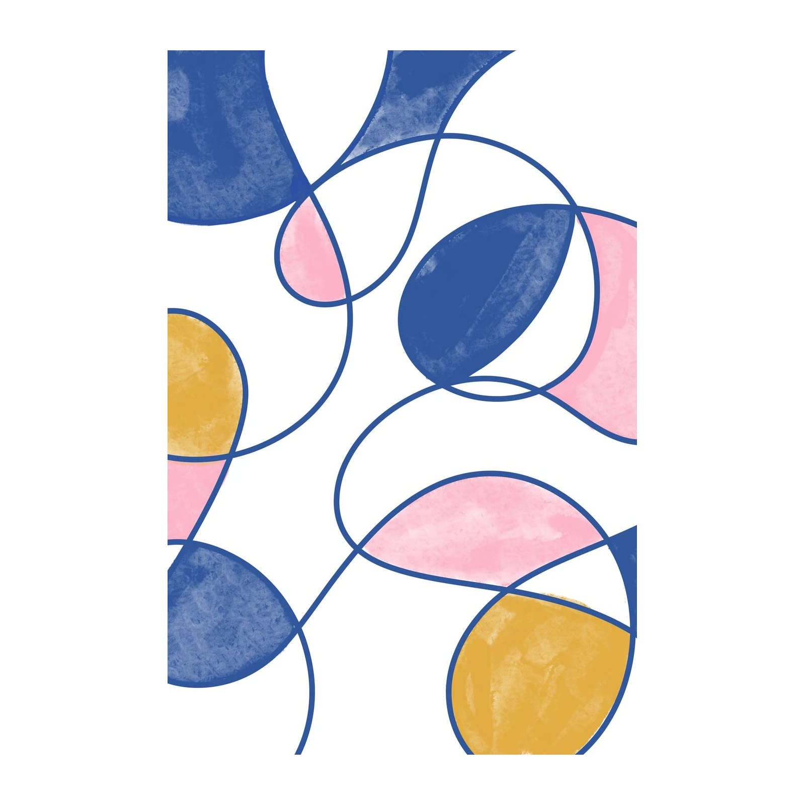 Abstract Blue Pink Gold Geometric Wall Art