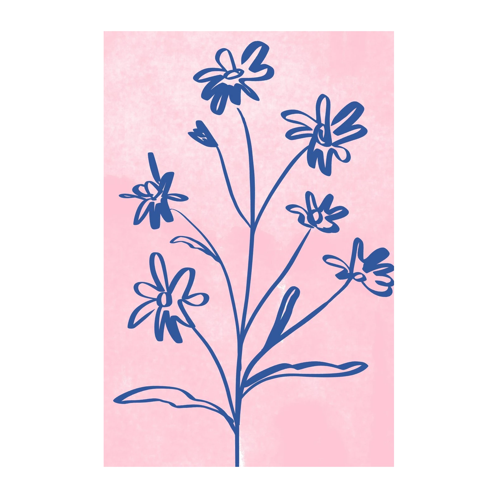 Blue Floral Botanical Sketch Wall Art