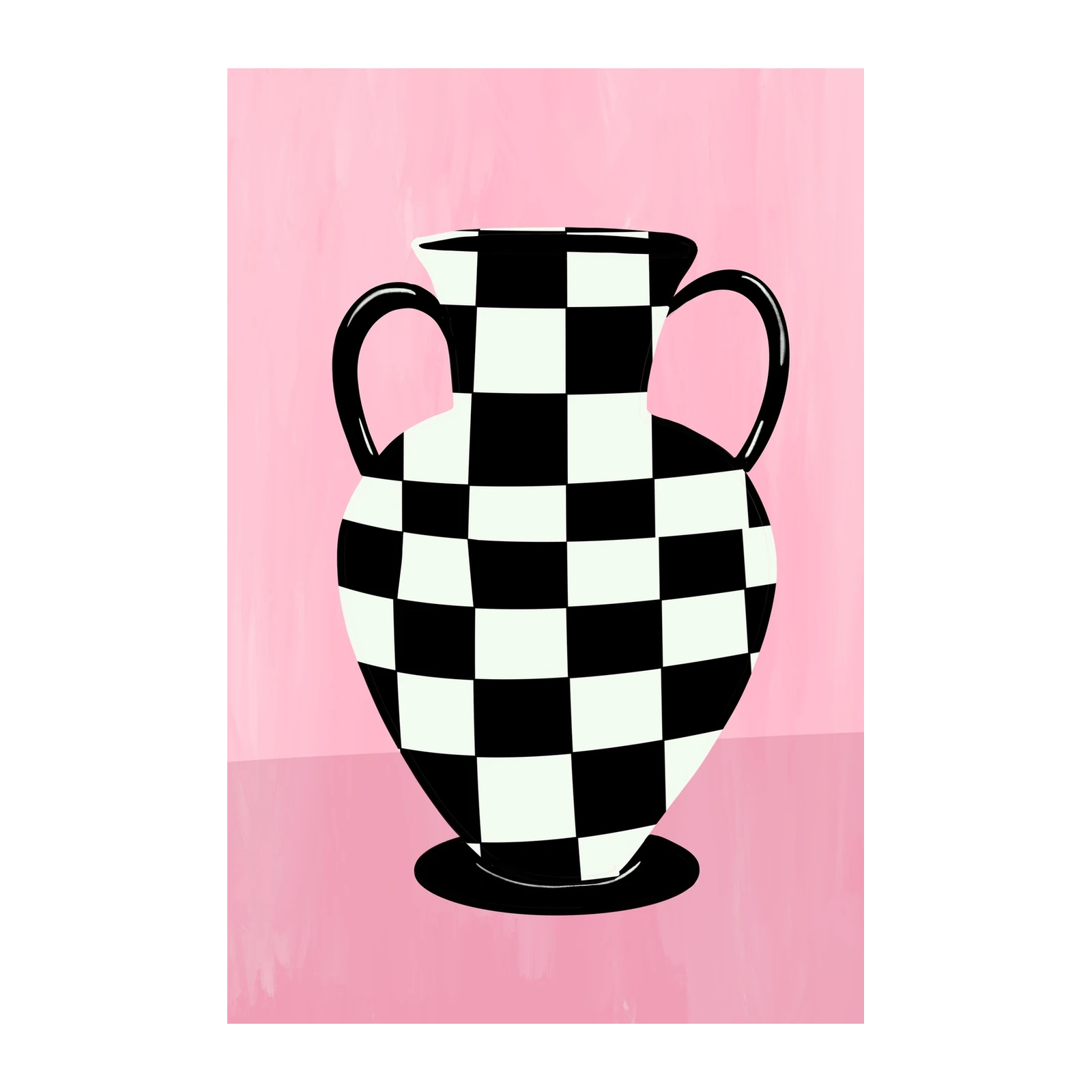 Checkerboard Urn Pink Background Wall Art