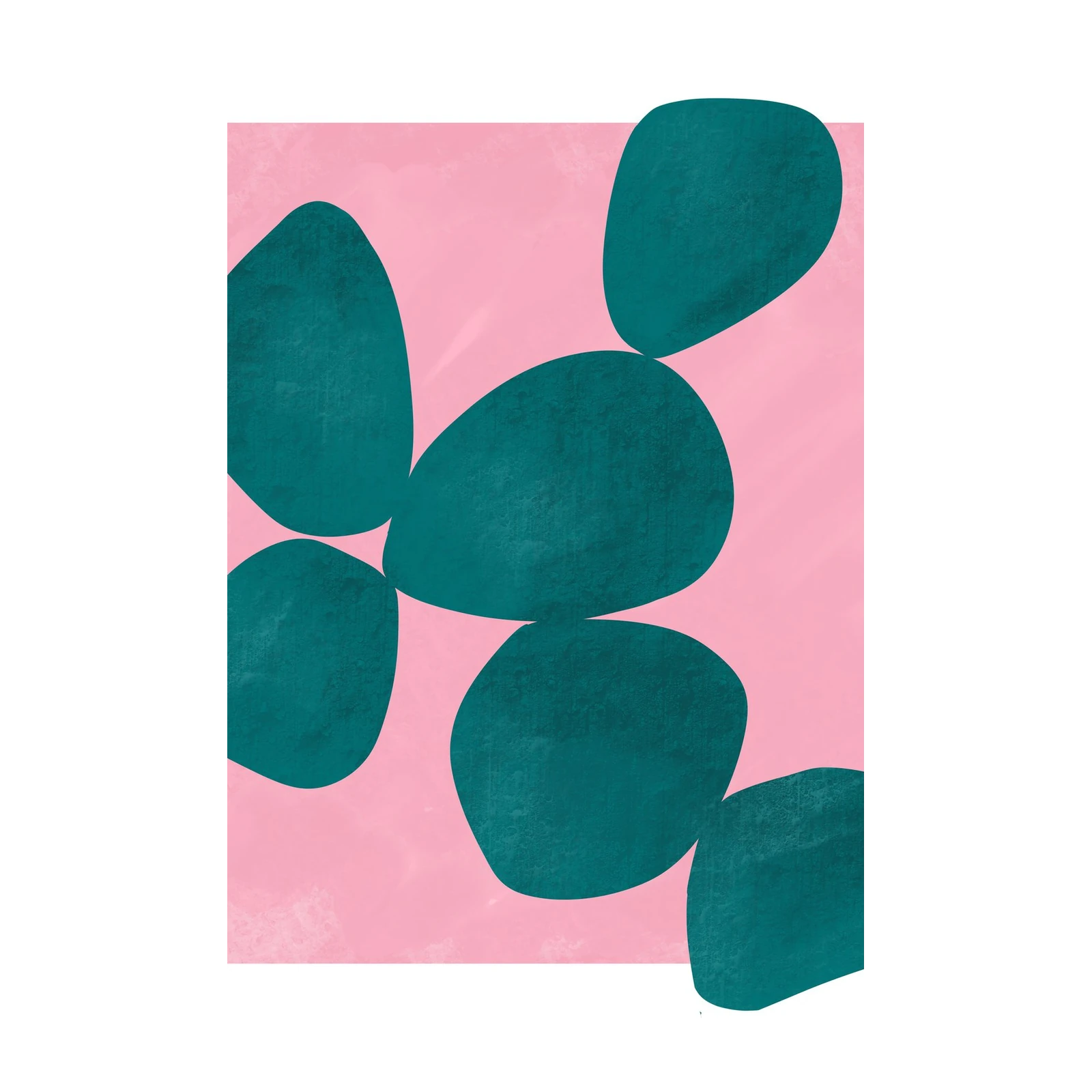 Abstract Teal Shapes Pink Wall Art