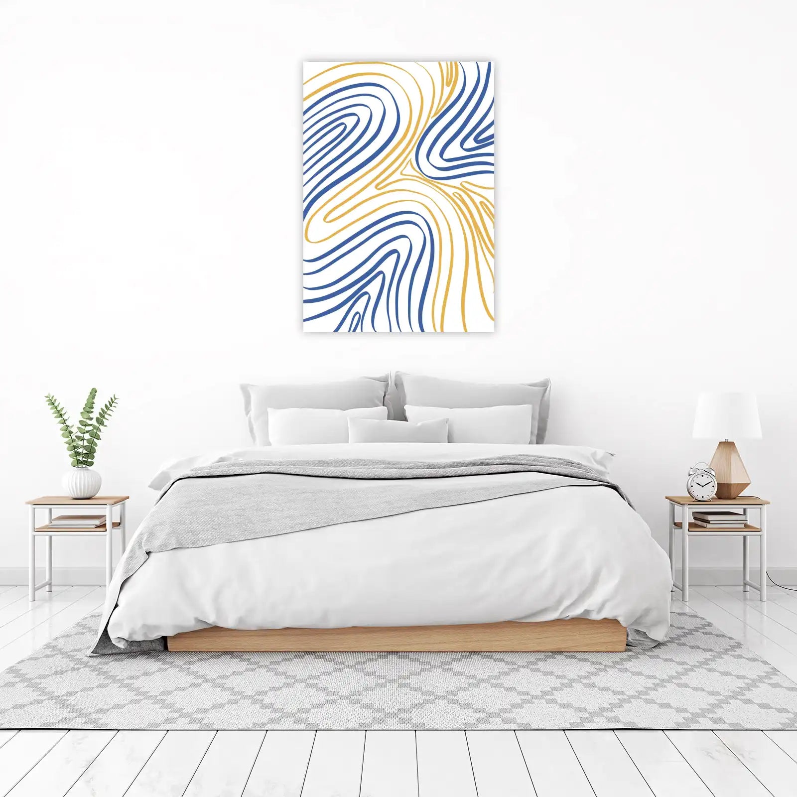Abstract Blue Gold Flow Wall Art