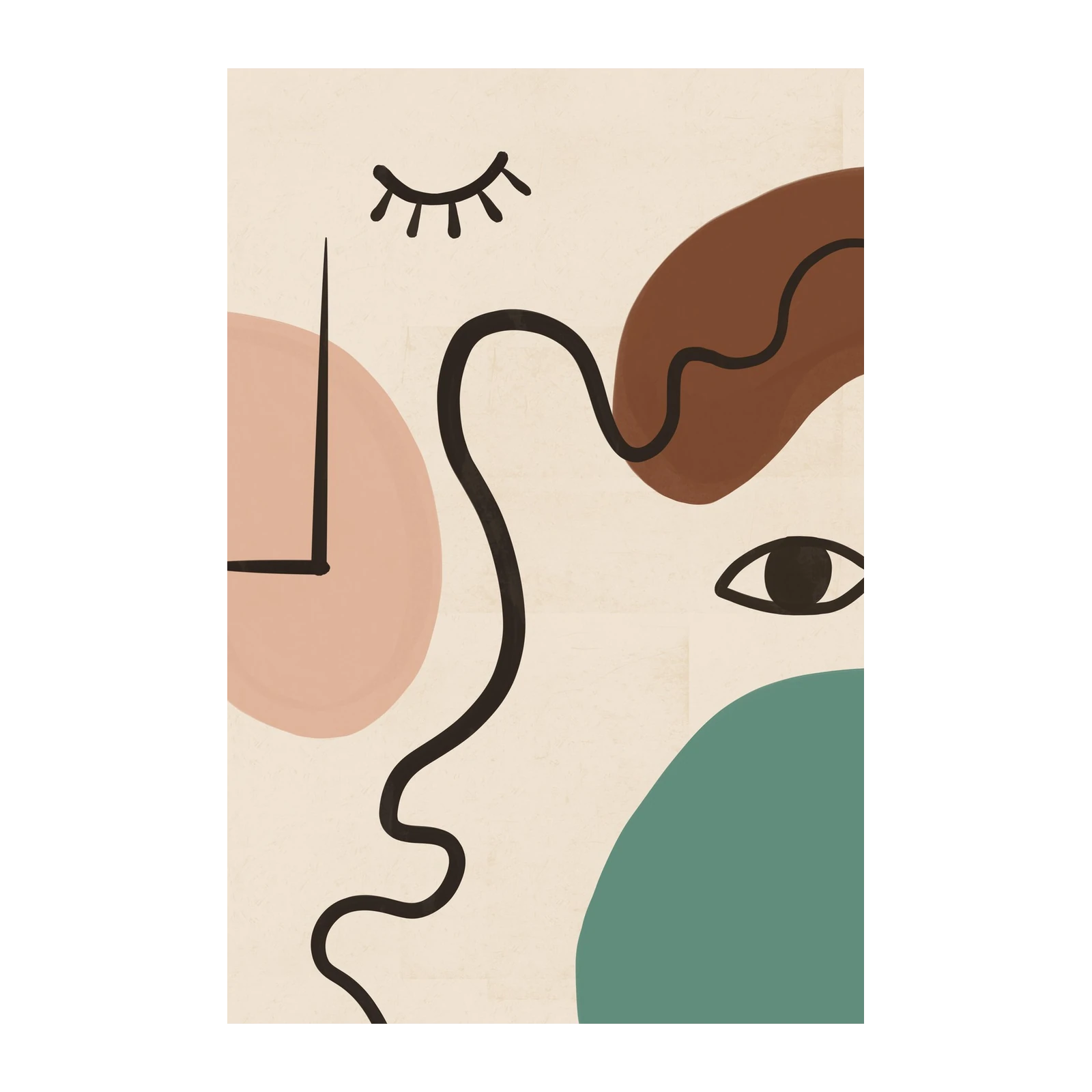 Abstract Face Mid Century Modern Wall Art