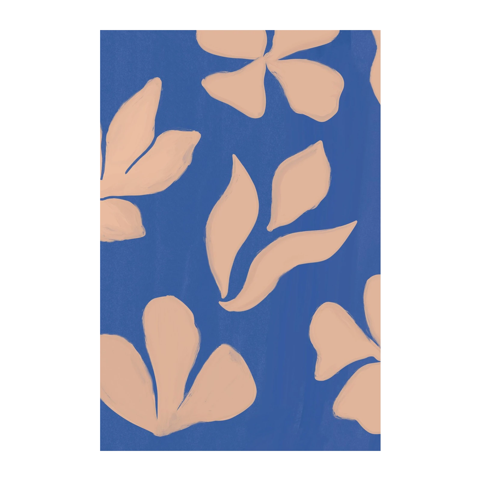 Abstract Floral Blue & Peach Wall Art