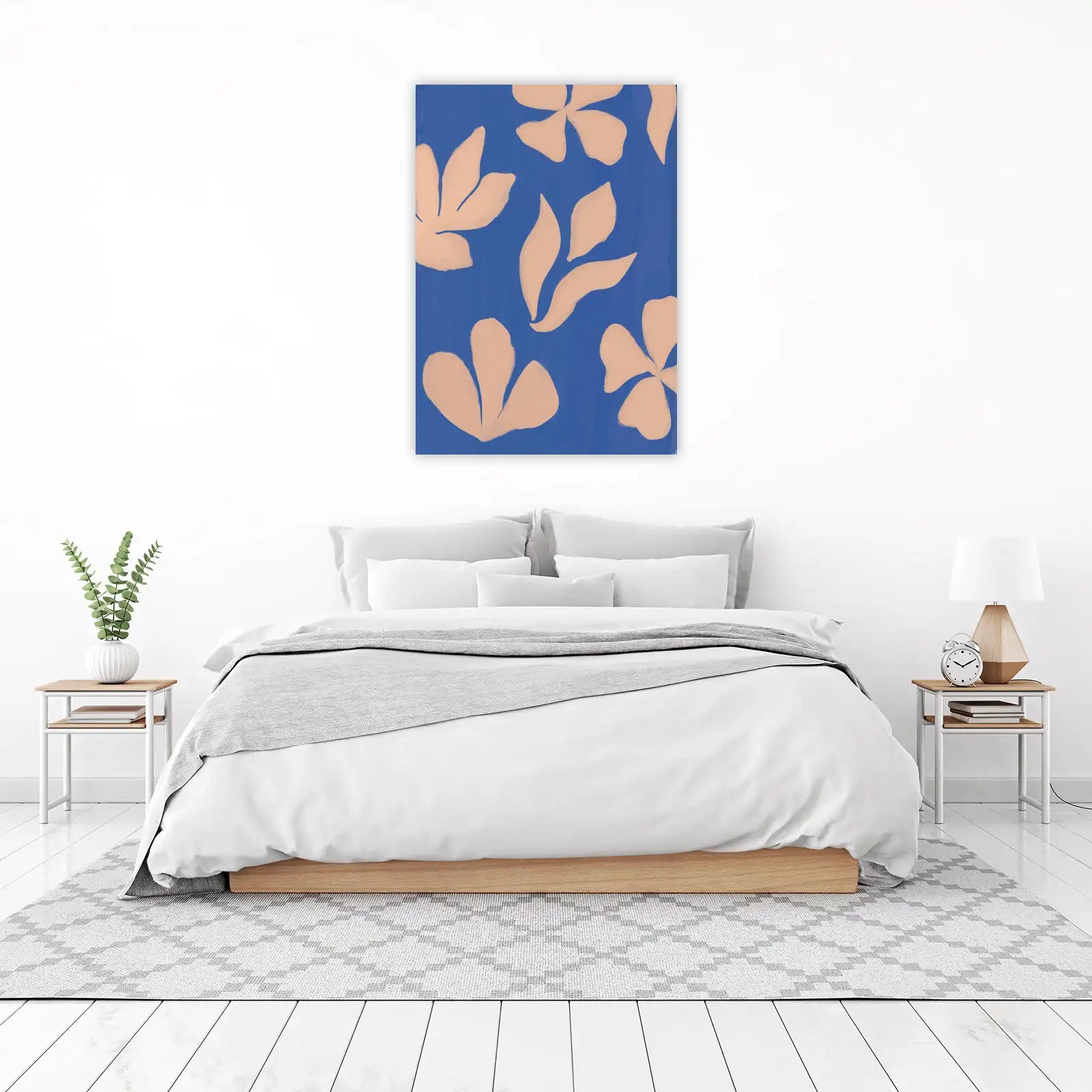 Abstract Floral Blue & Peach Wall Art