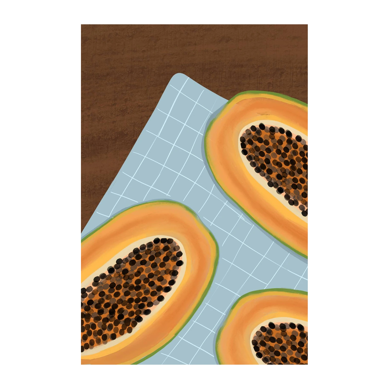 Vibrant Papaya Slice Tropical Fruit Wall Art