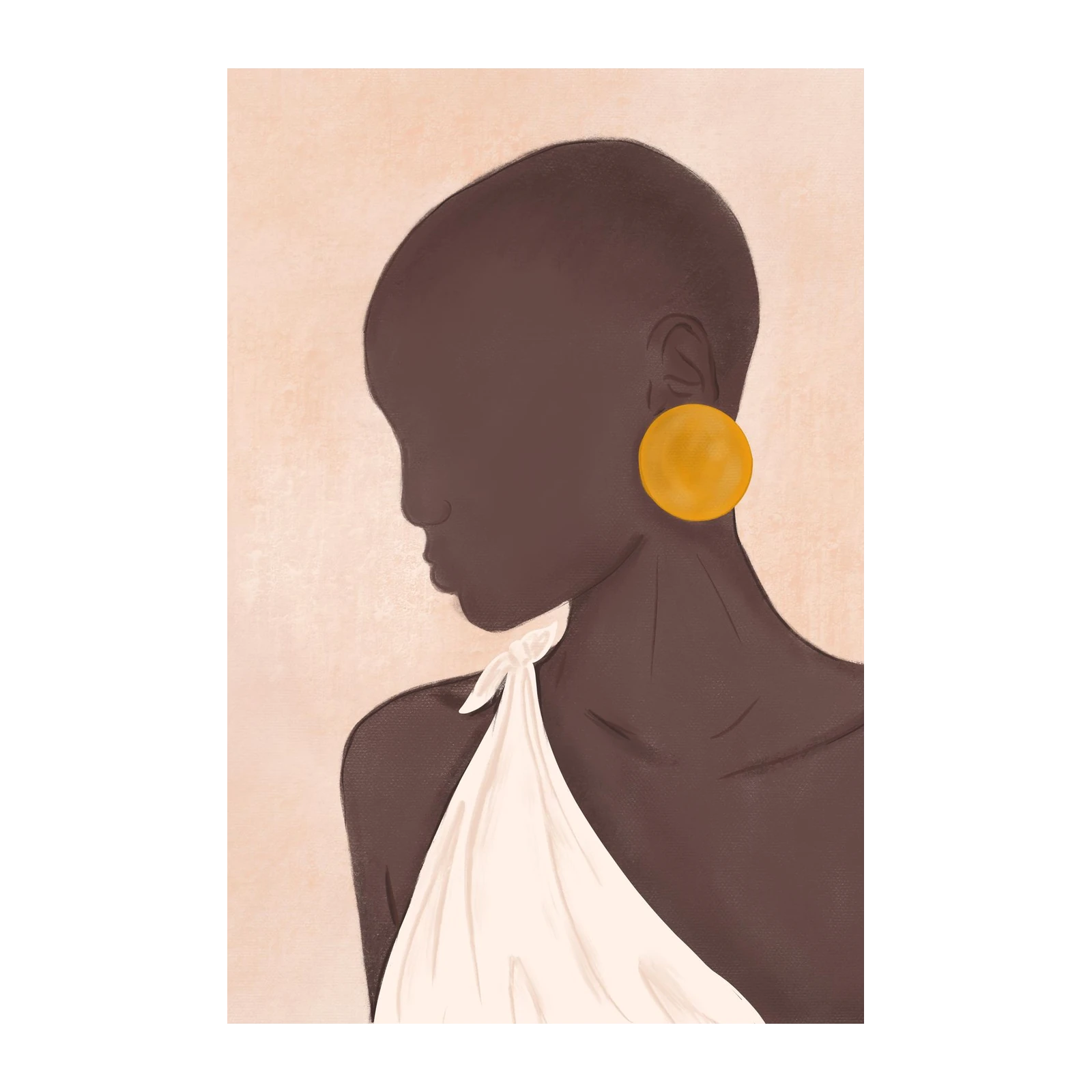 African Beauty Gold Earring Portrait Wall Art