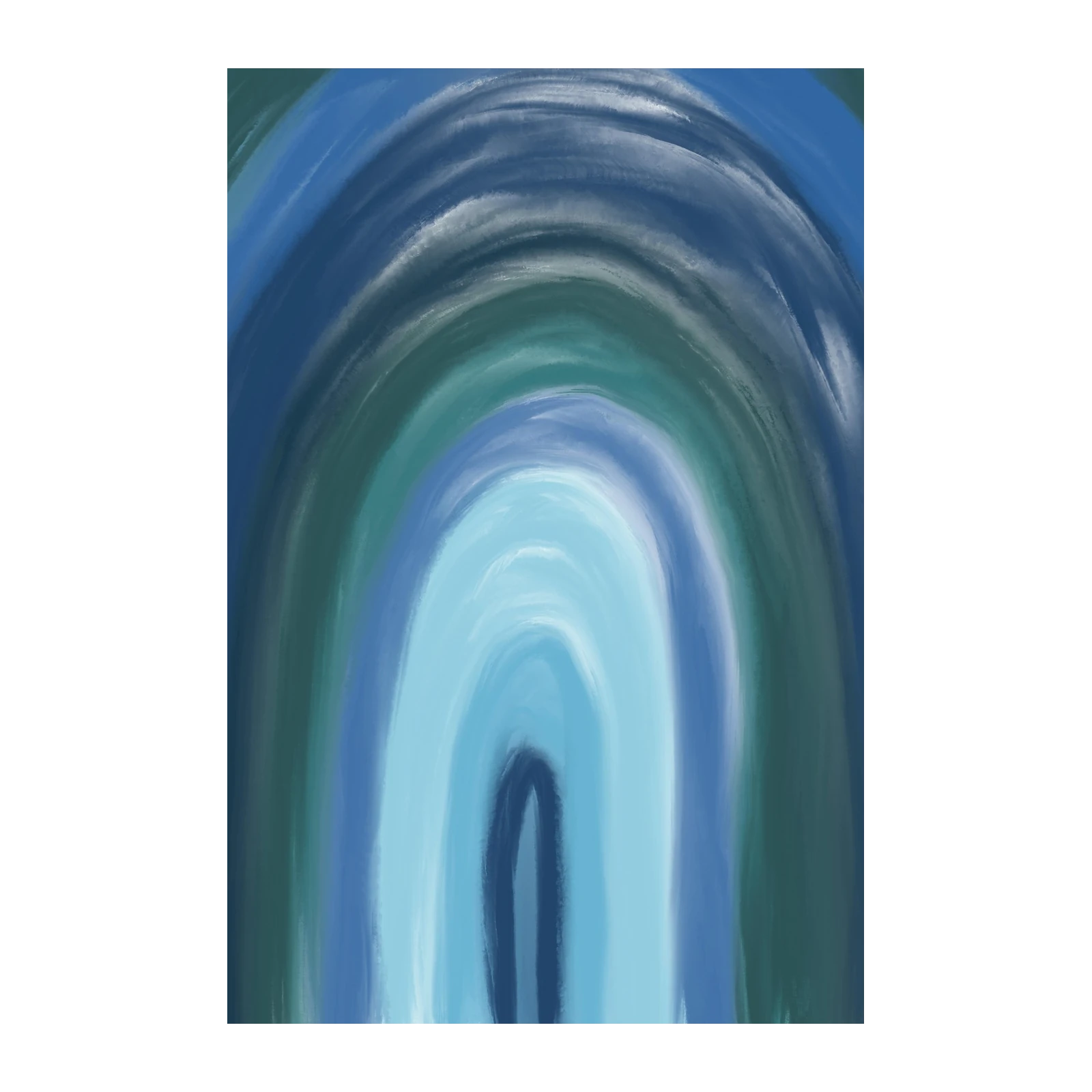 Serene Blue Abstract Rainbow Wall Art