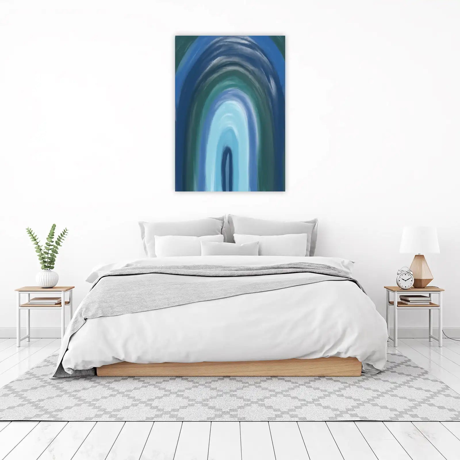 Serene Blue Abstract Rainbow Wall Art
