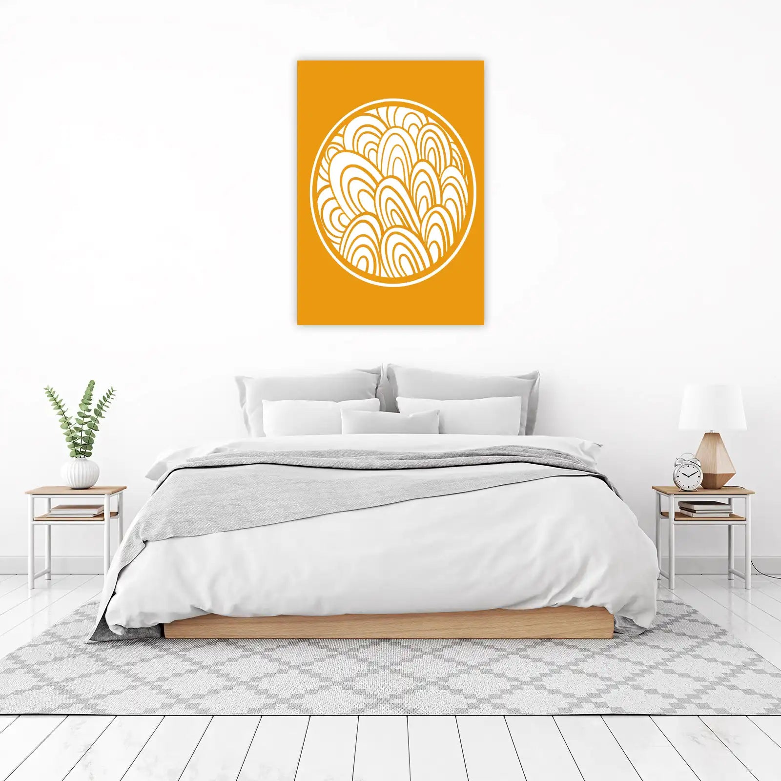 Organic Wave Art White on Orange Wall Art