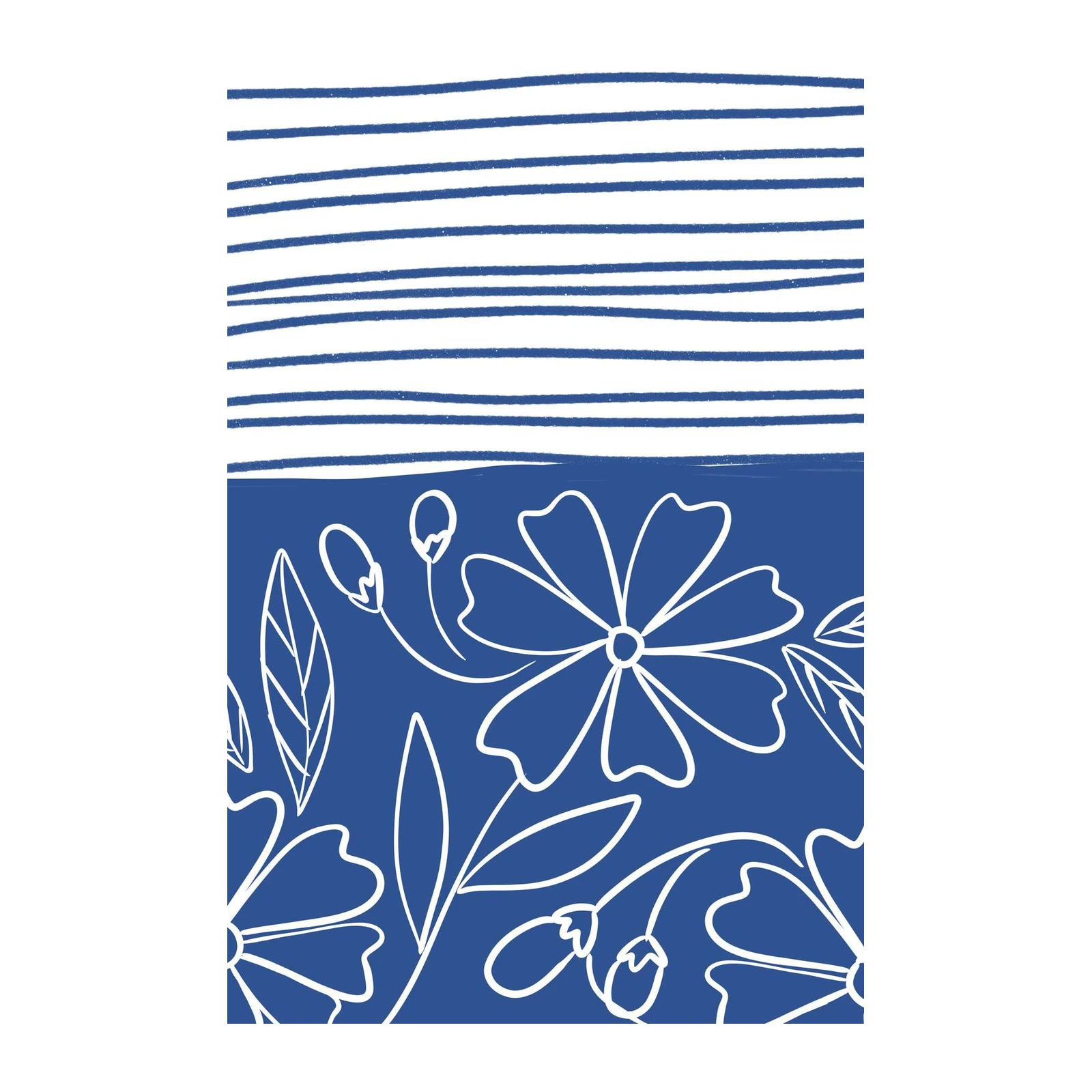 Blue Floral Delight Wall Art
