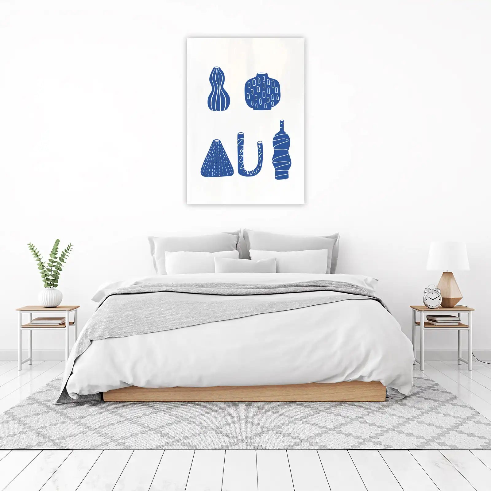 Boho Blue Vase Collection Wall Art