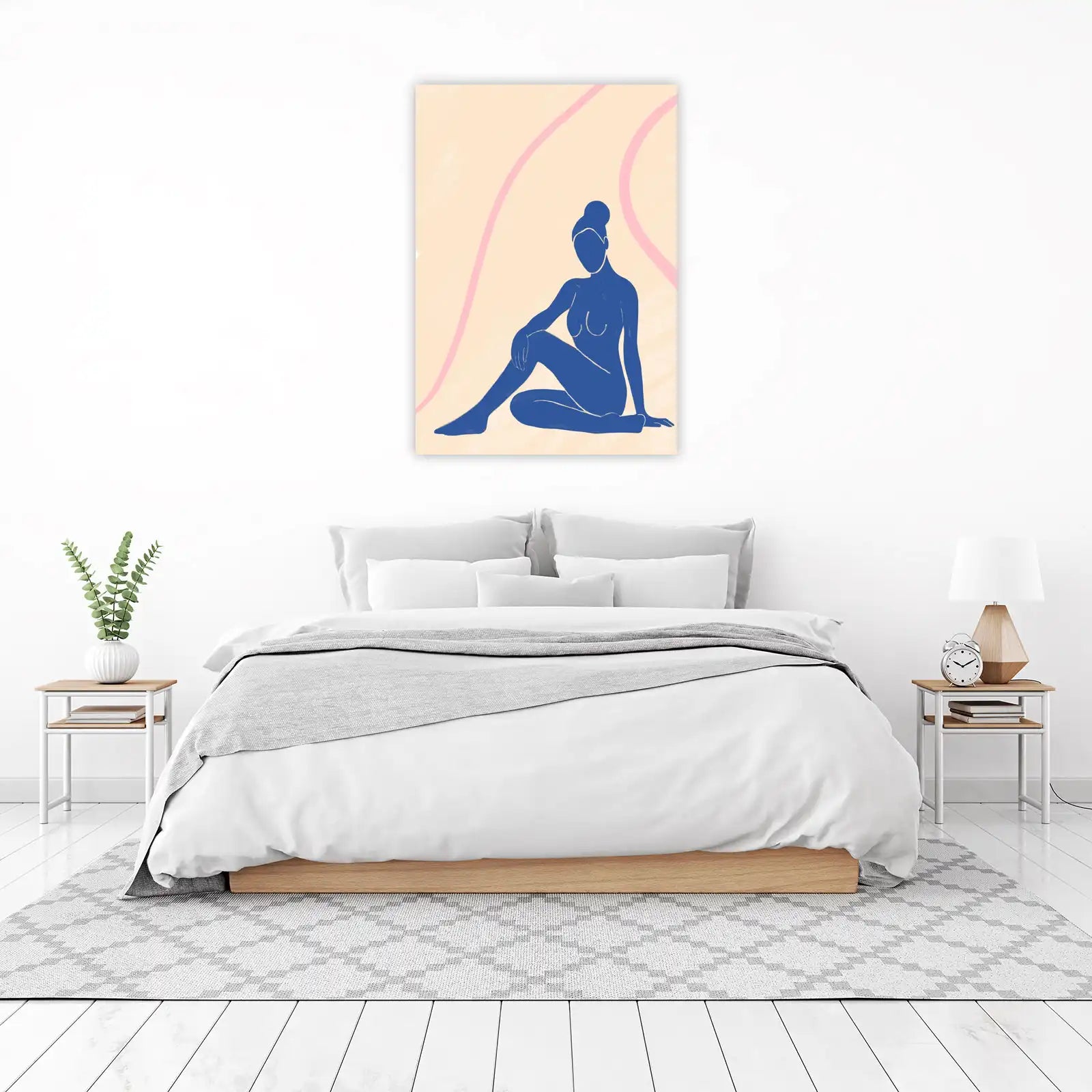 Serene Blue Figure Minimalist Wall Art