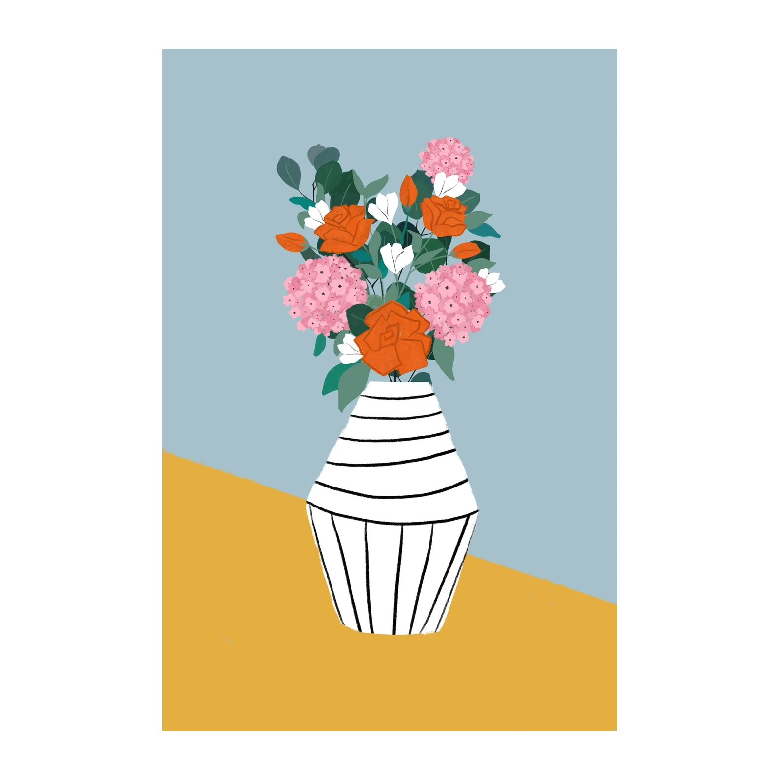 Vibrant Floral Vase Mid-Century Modern Wall Art