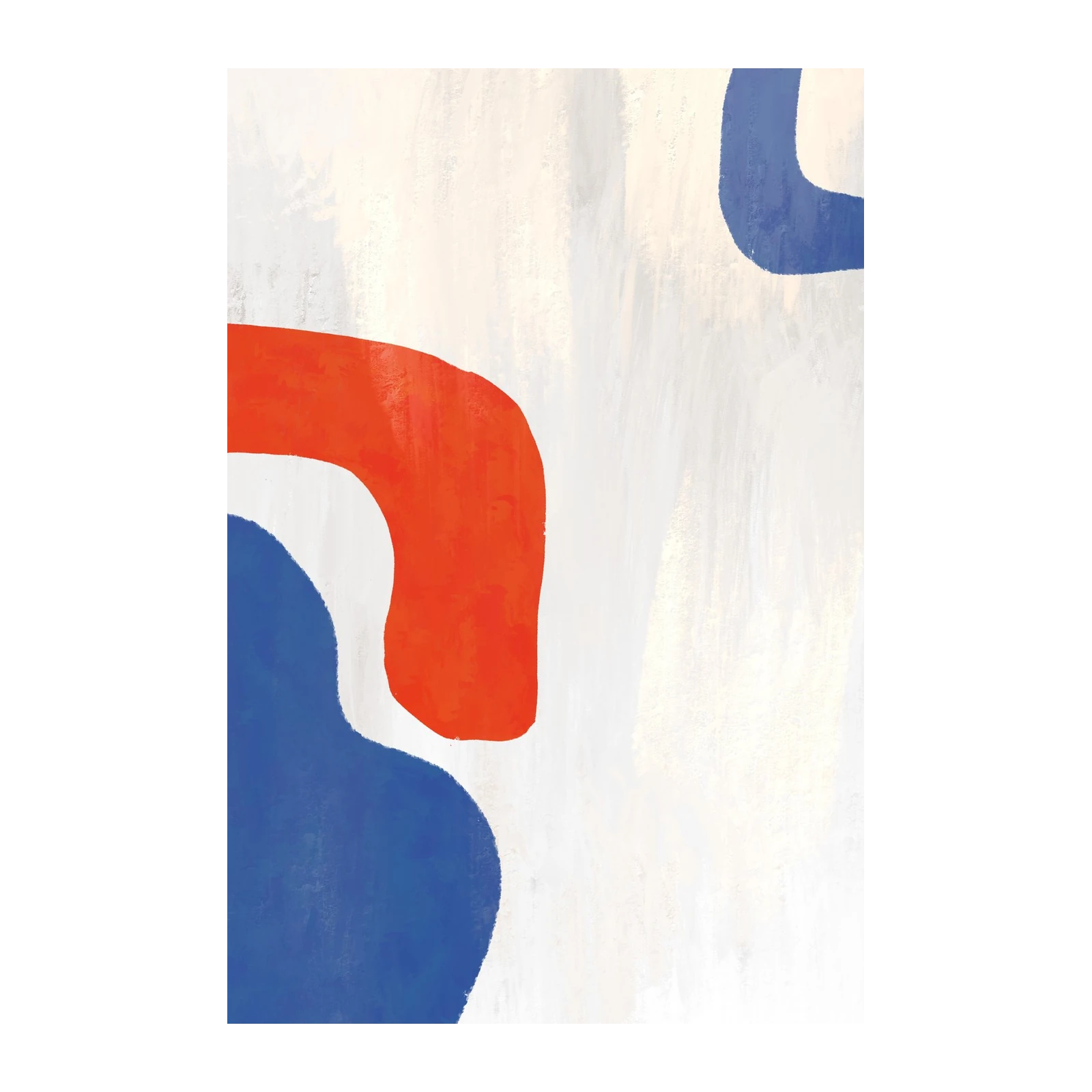 Modern Abstract Blue Orange Shapes Wall Art