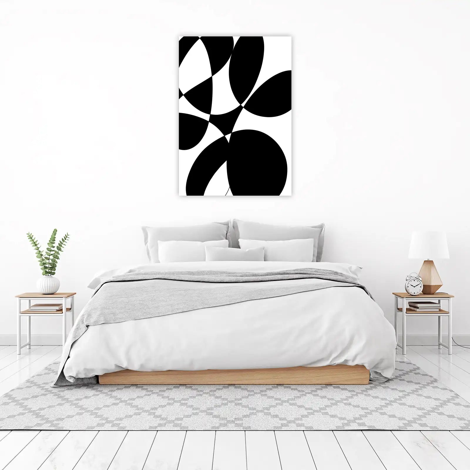 Abstract Curves Geometric Black & White Wall Art