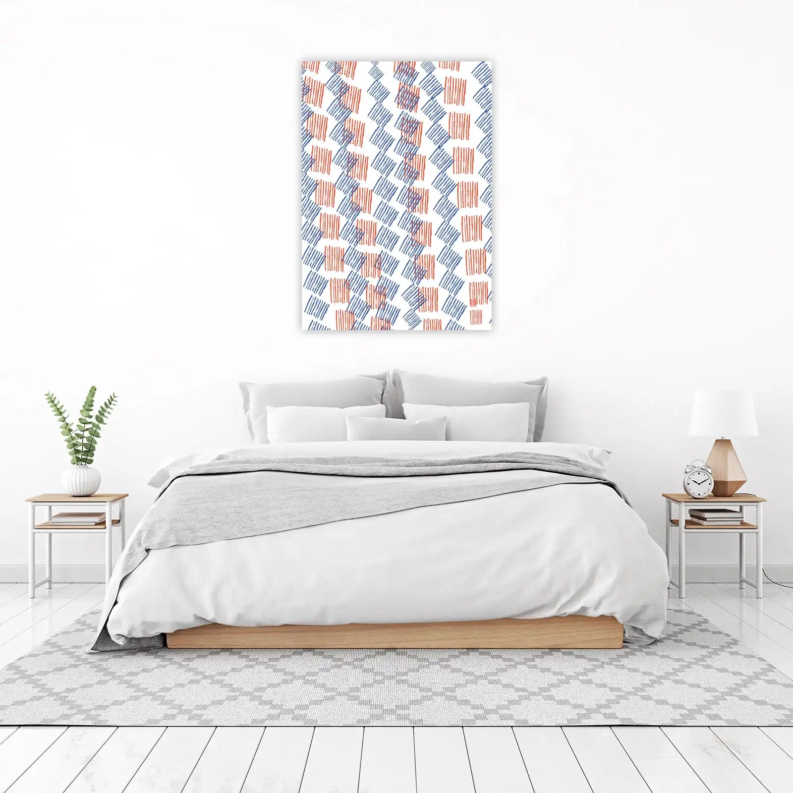 Abstract Dash Pattern Blue & Red Wall Art