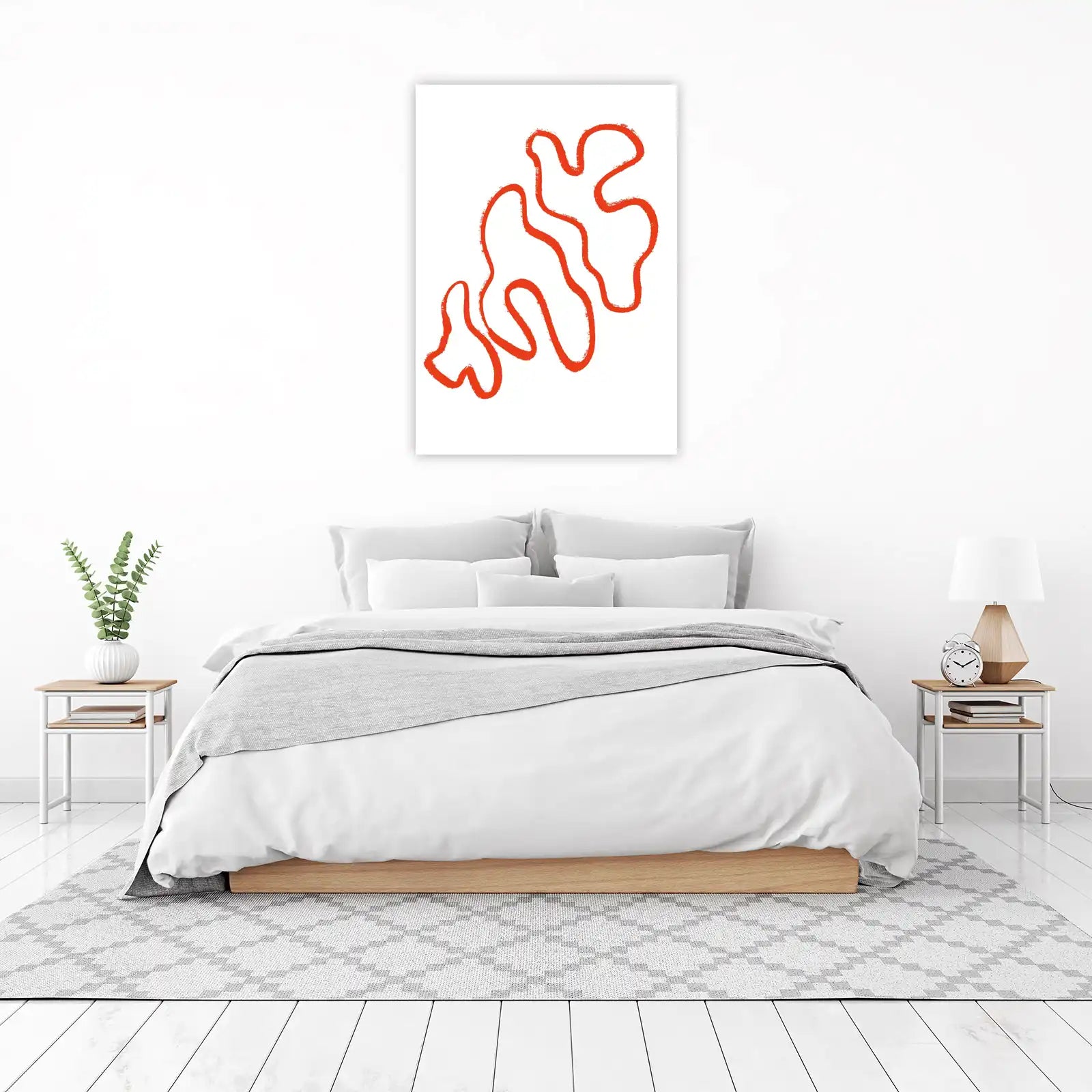 Abstract Red Swirls Modern Art Wall Art