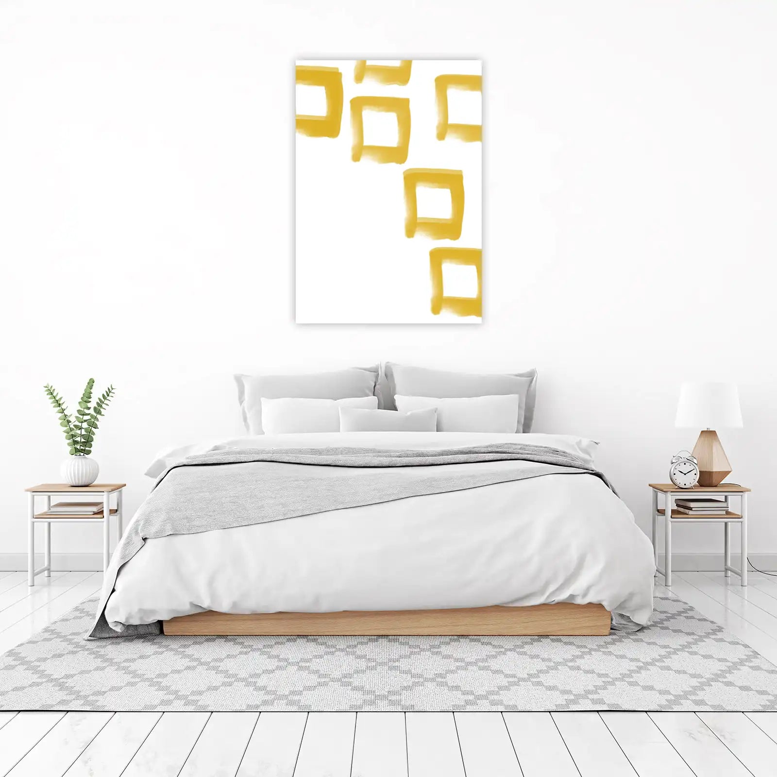 Abstract Gold Square Geometric Wall Art